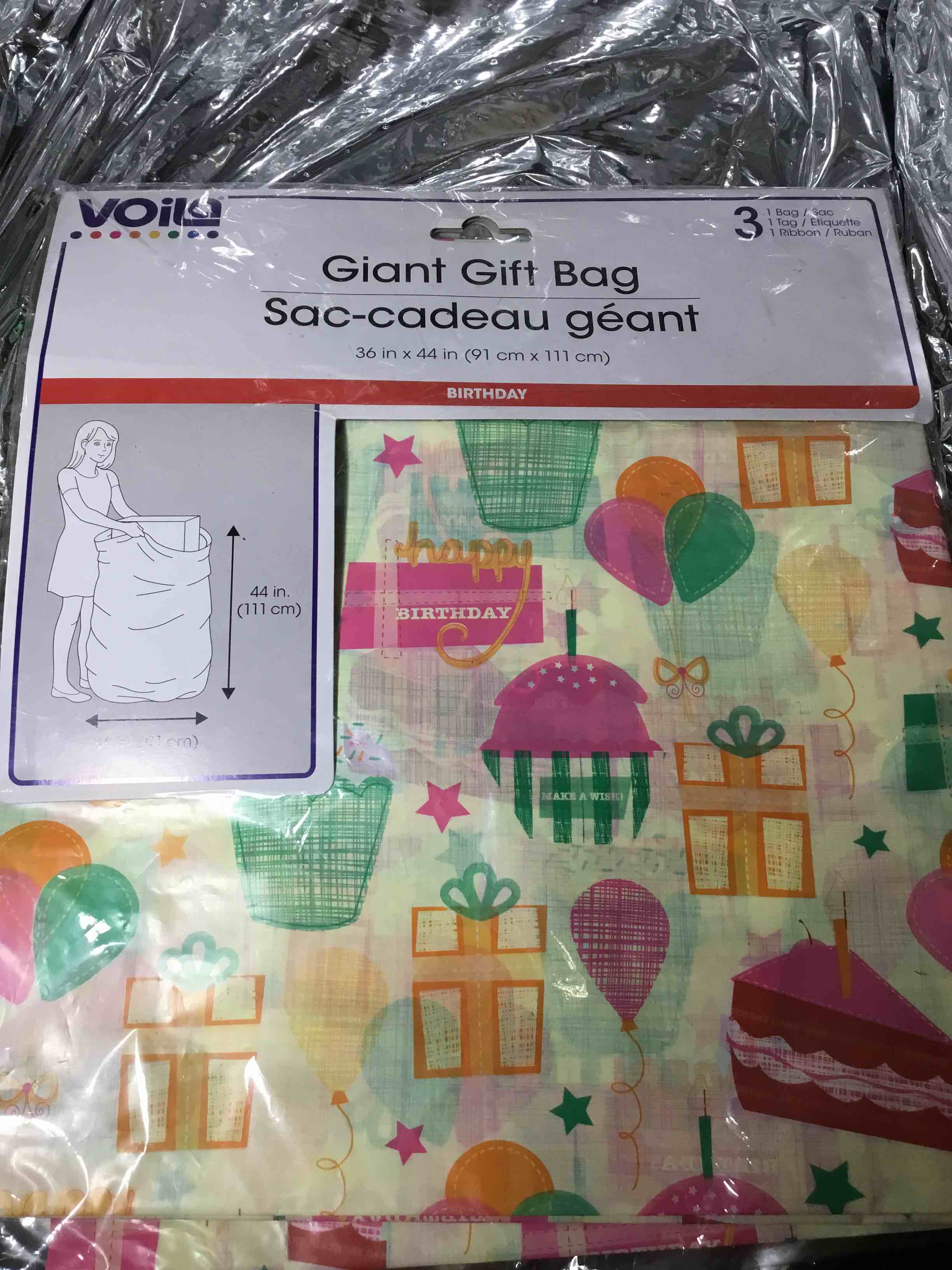 The product shown is a Voila Giant Gift Bag.