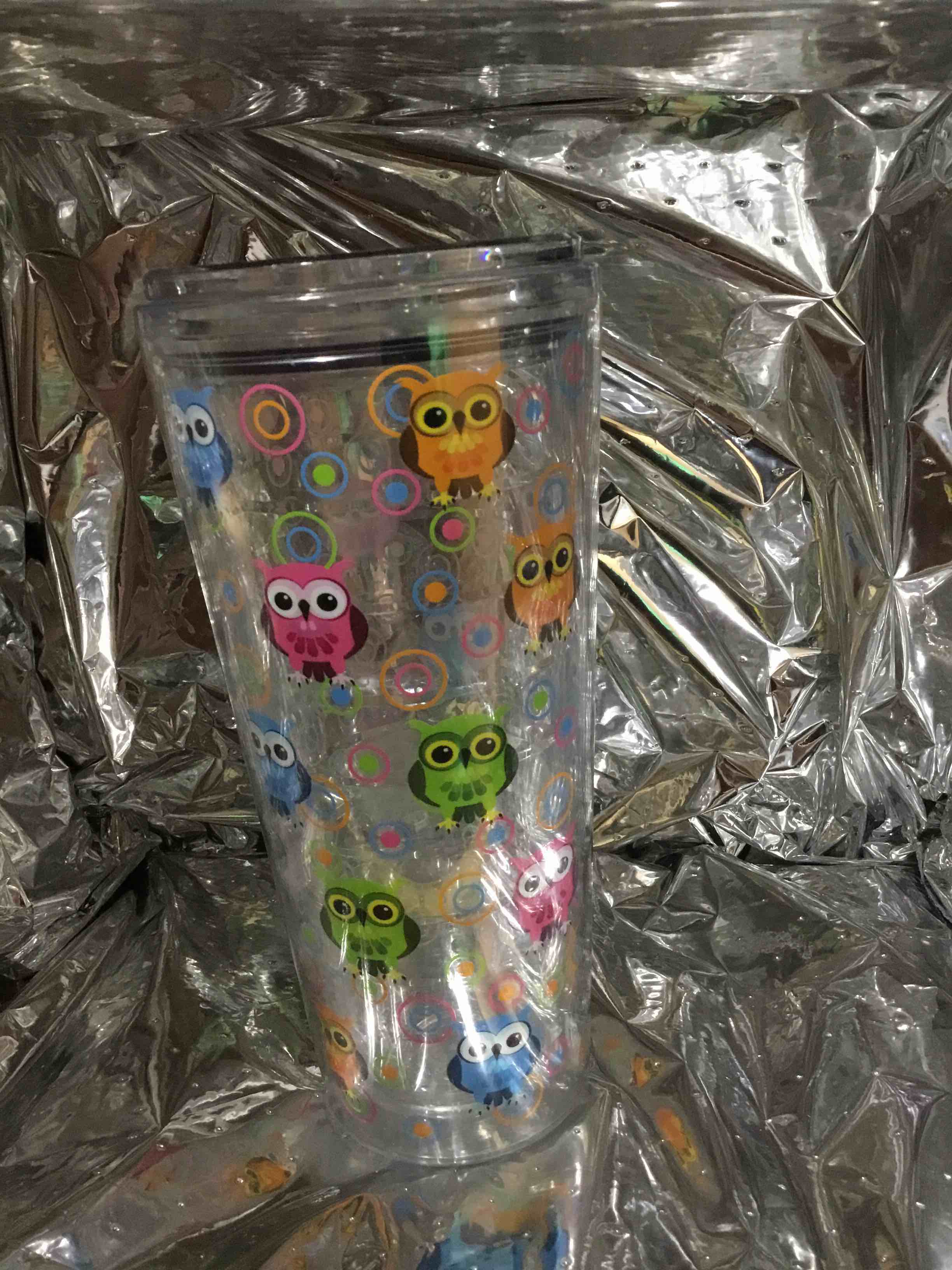 Tervis tumbler with an owl design.
