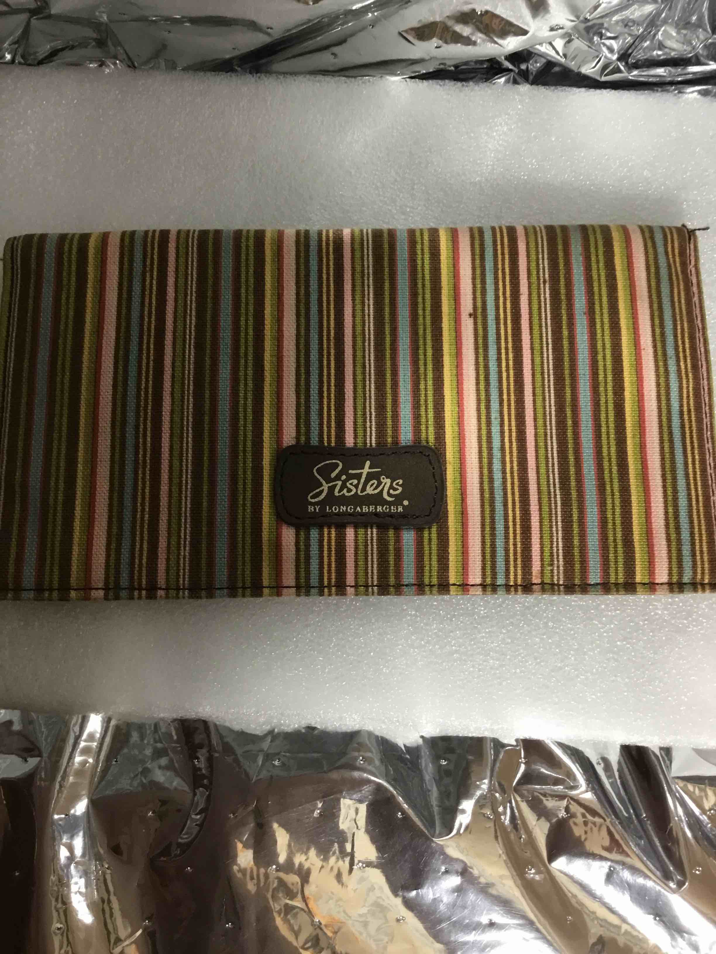 Longaberger Sisters striped checkbook cove
