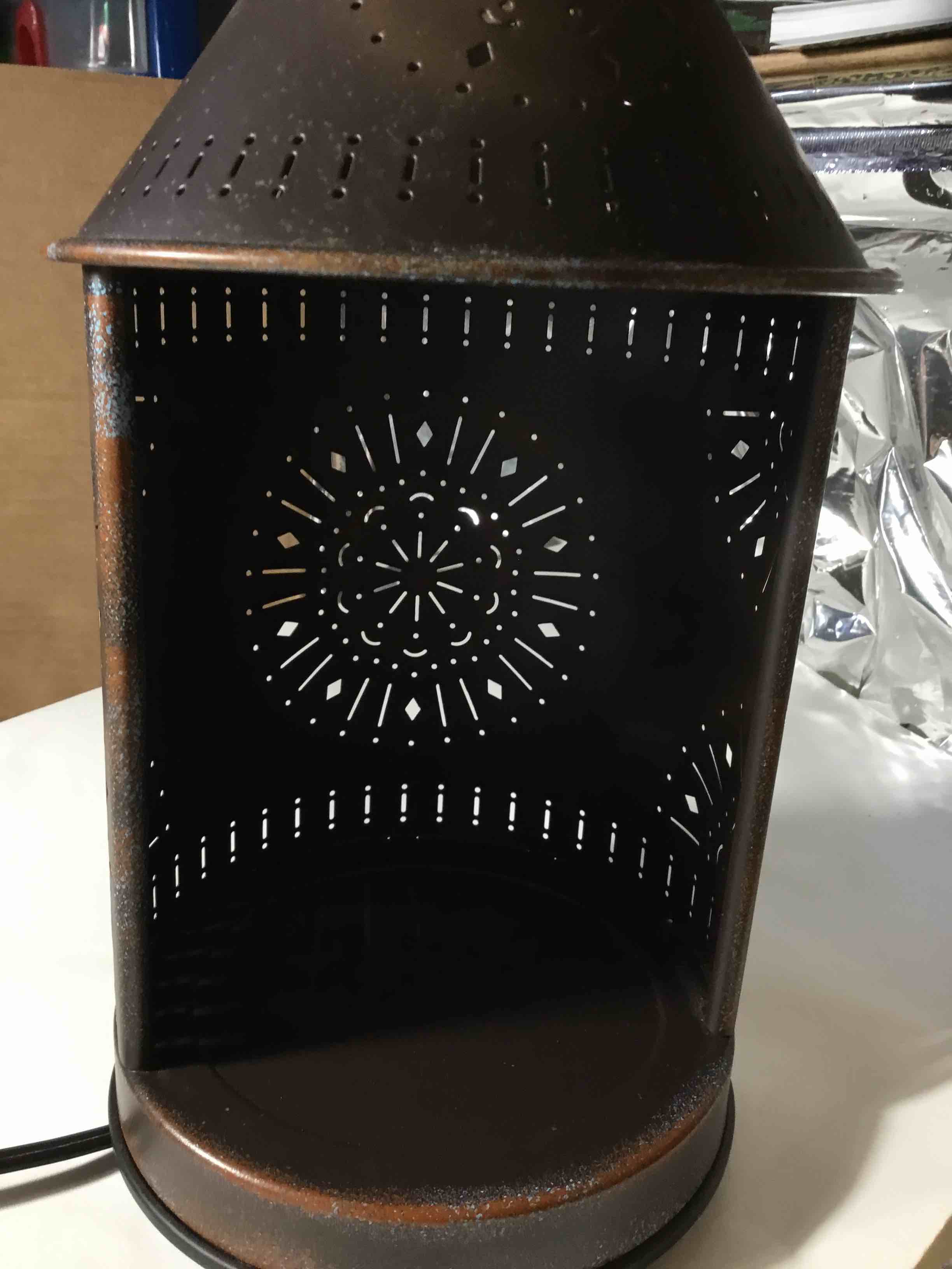 Candle Warmers etc tin-punched candle warmer lantern for top-down candle melting.