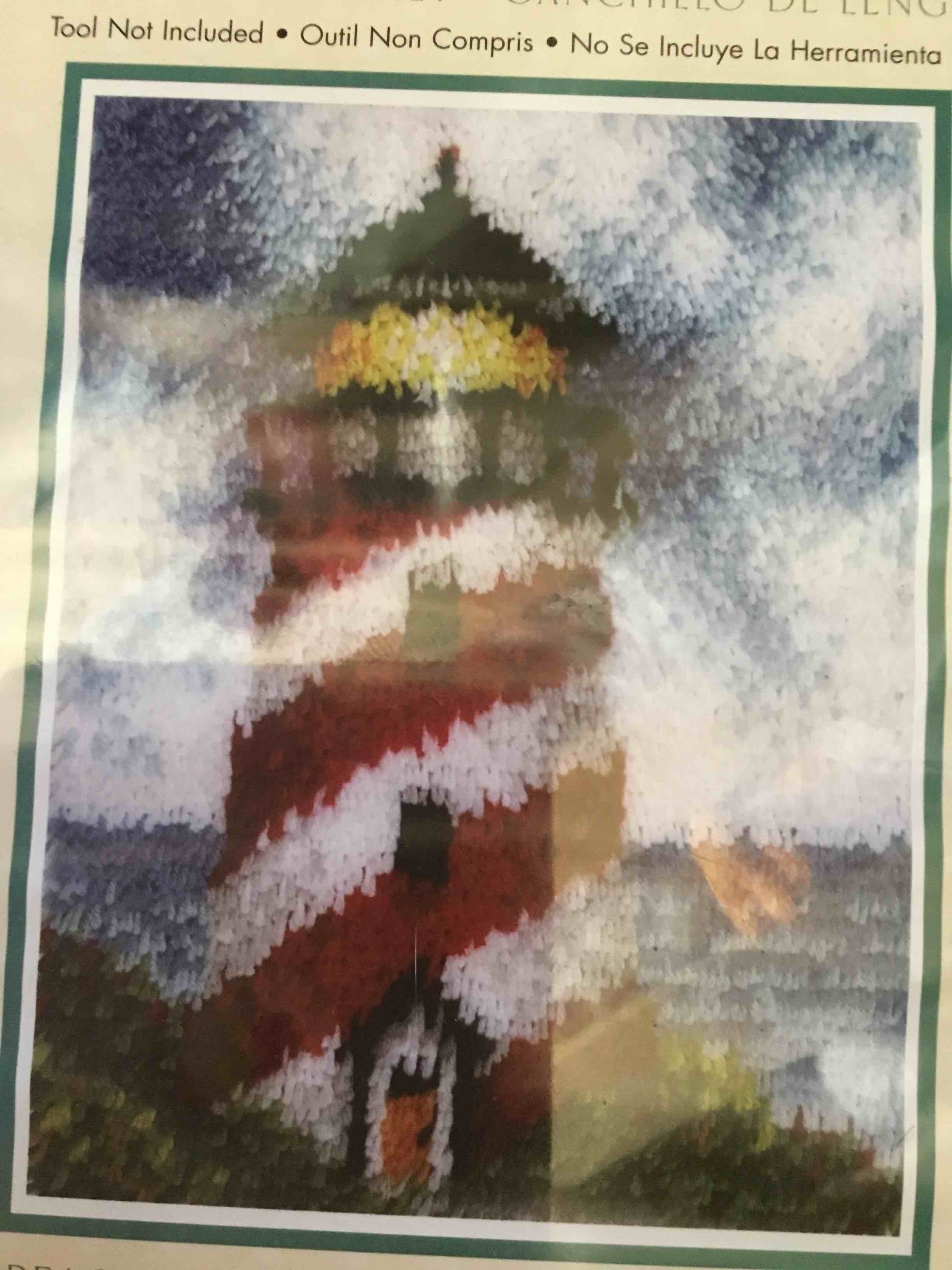 Vintage Caron Wonderart Latch Hook Kit 4107 Sailor Beacon Lighthouse 15 X 20