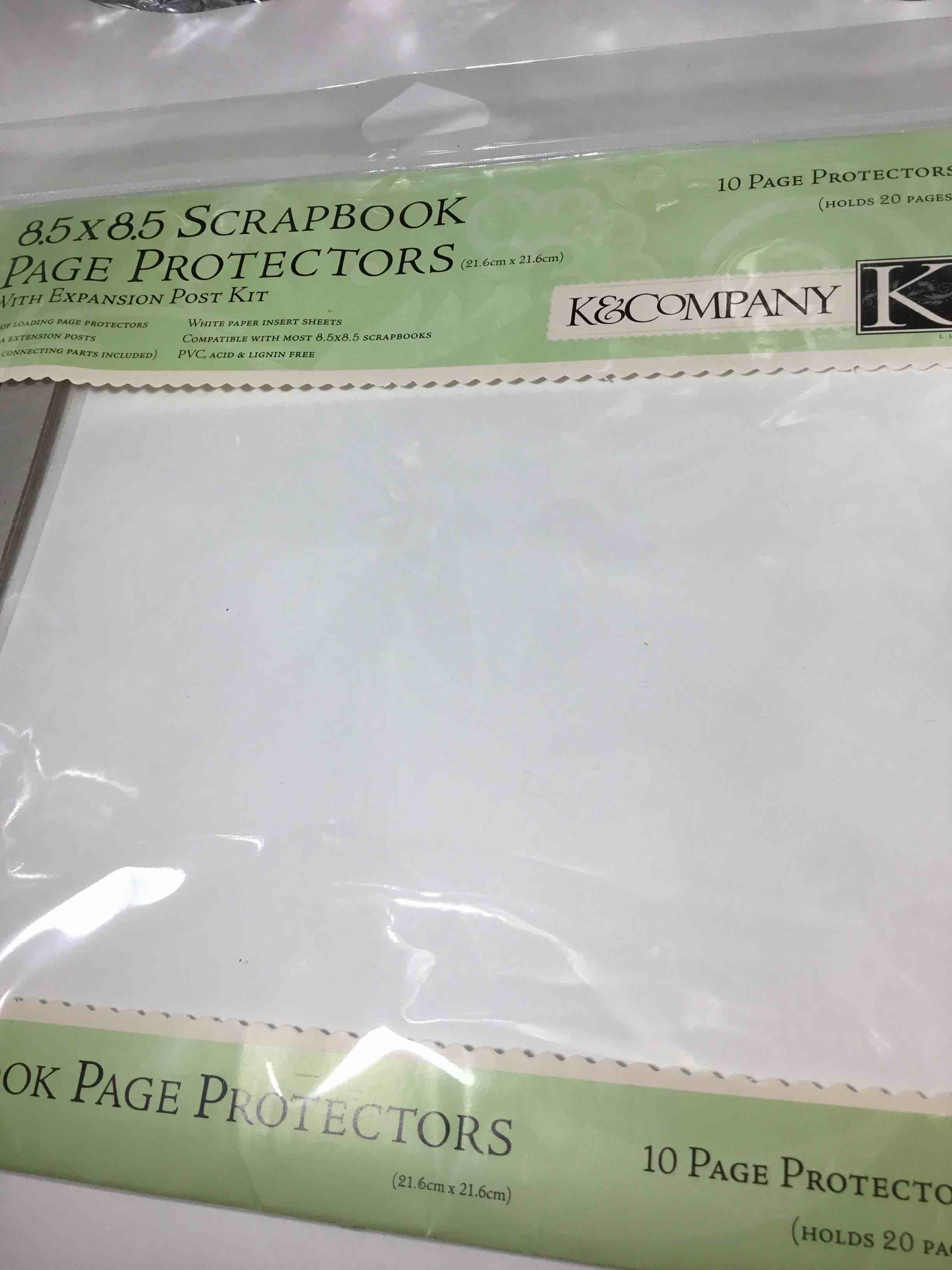K & Company Postbound Page Protectors, 8.5" x 8.5", White Inserts, 10pk