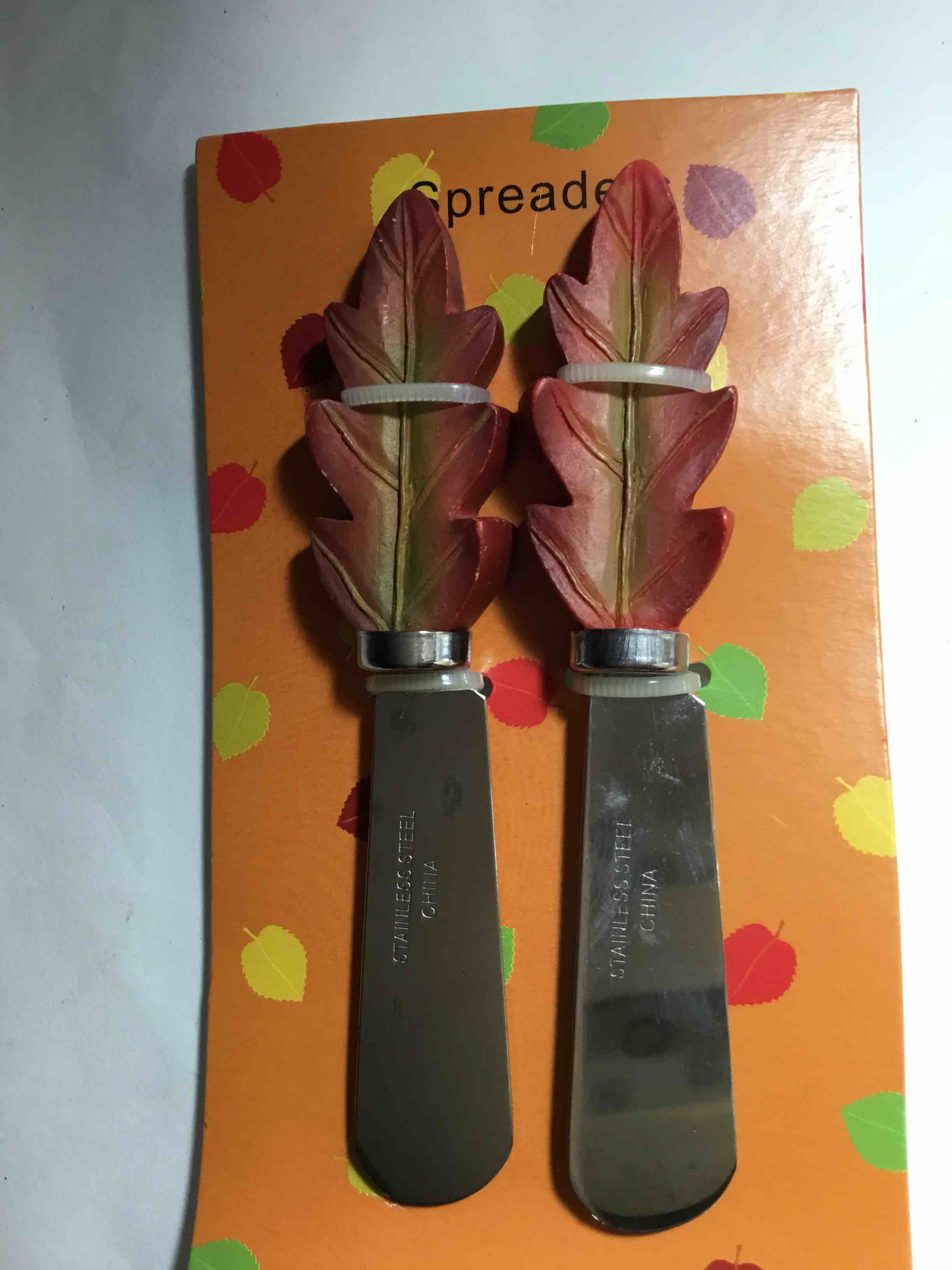 Set of fall-themed cheese spreaders