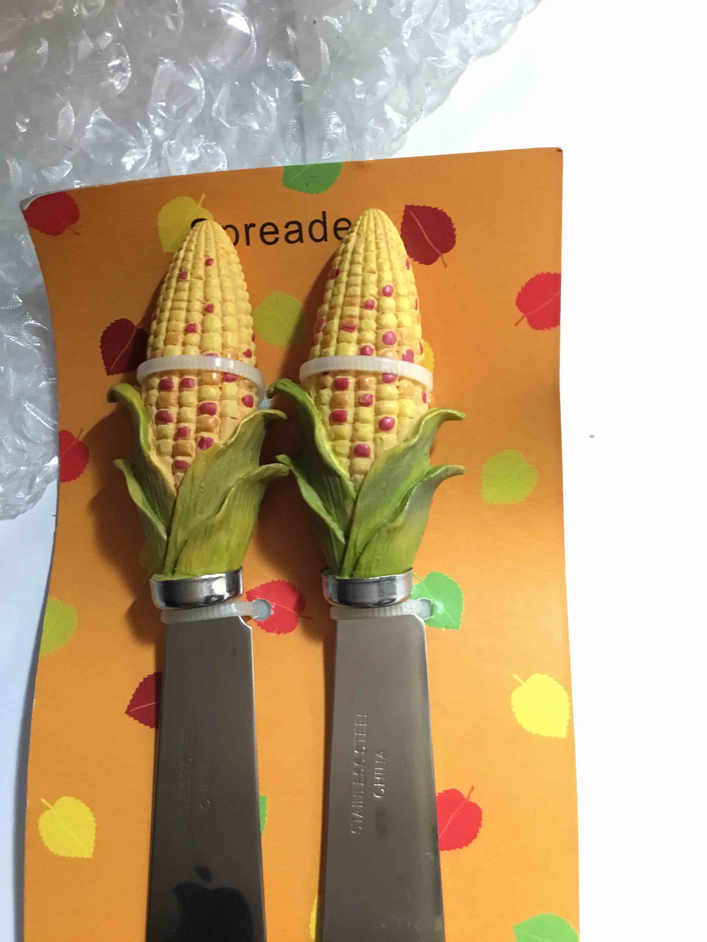 Set of fall-themed cheese spreaders