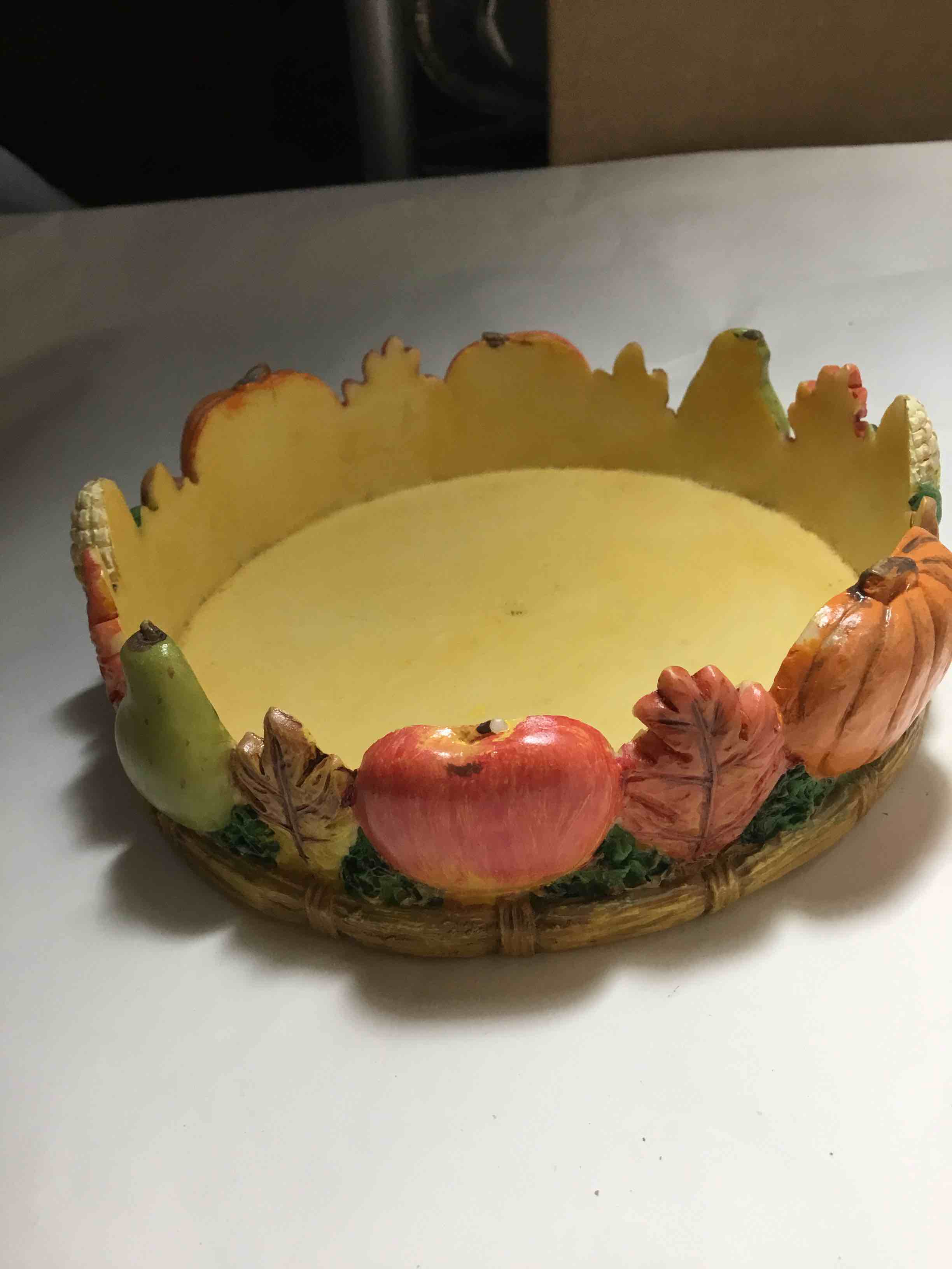 Thanksgiving or harvest-themed candle holder or centerpiece dish