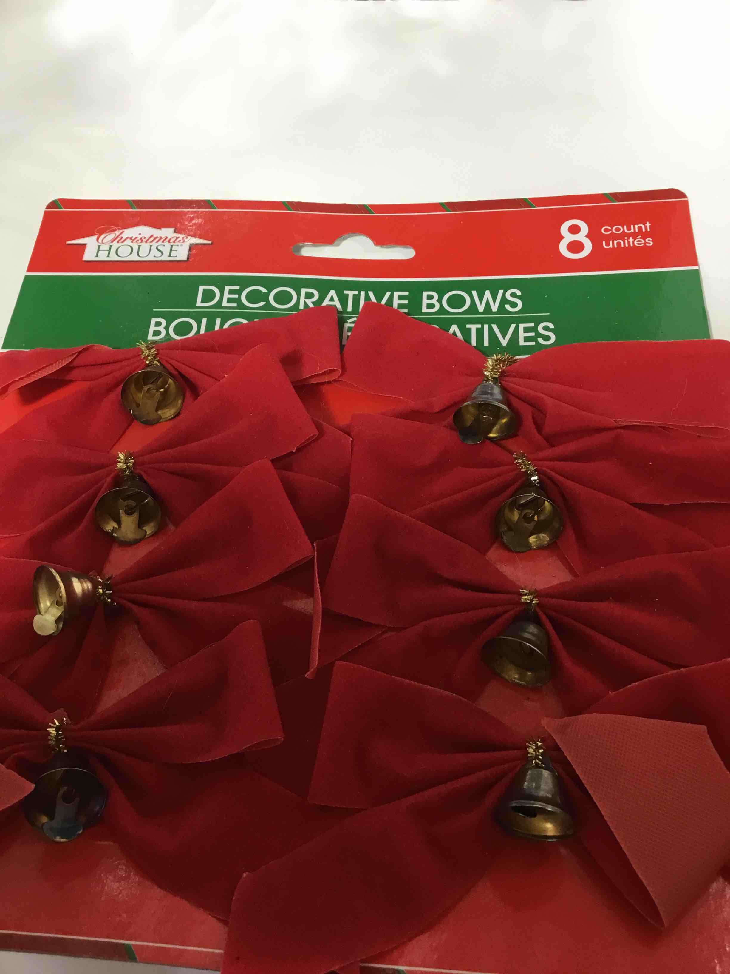 Christmas Bows (8)Red With Bells 