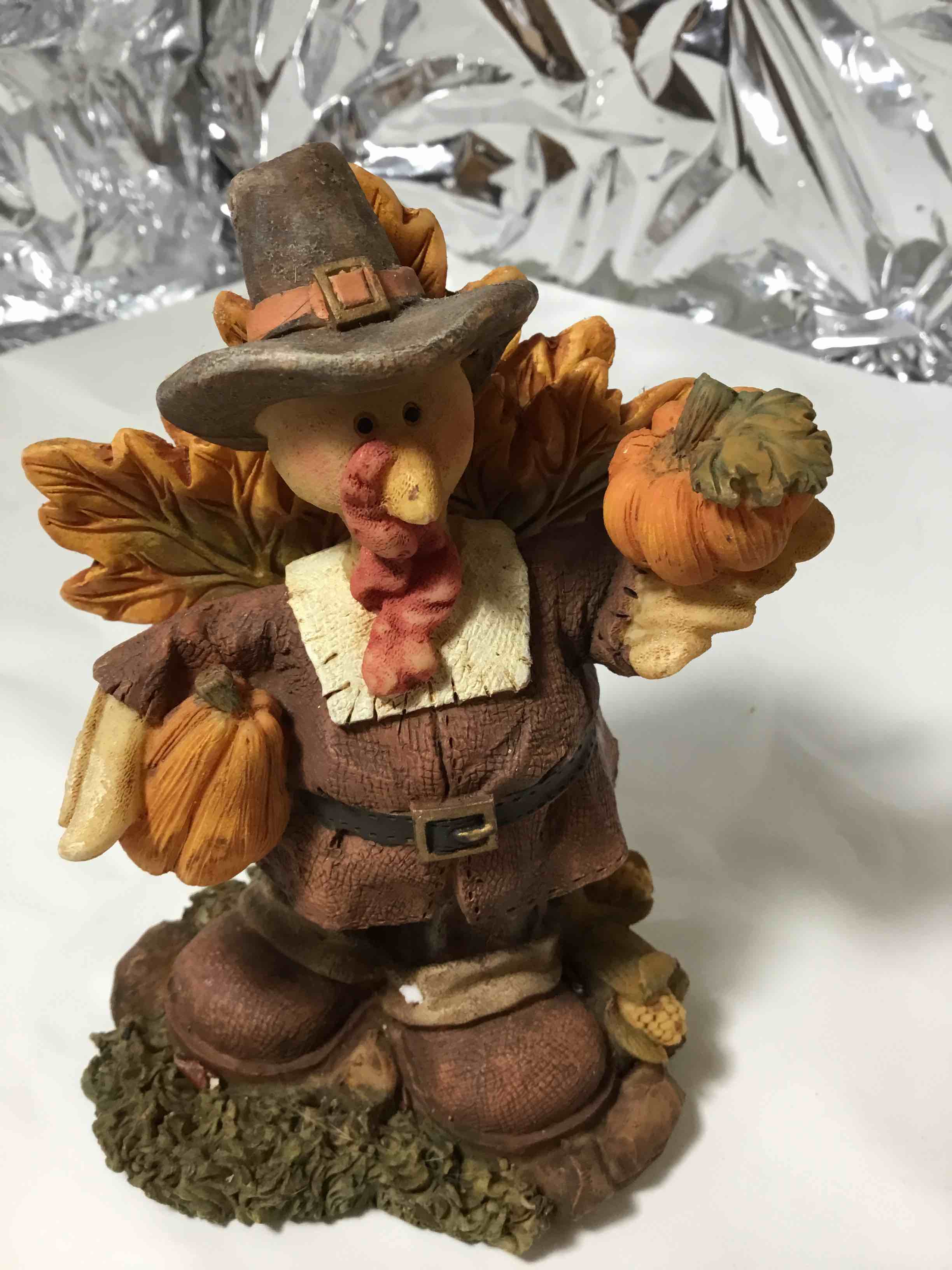 MR TURKEY HAND PAINTED 3-D RESIN FIGURINE HOLIDAY THANKSGIVING 