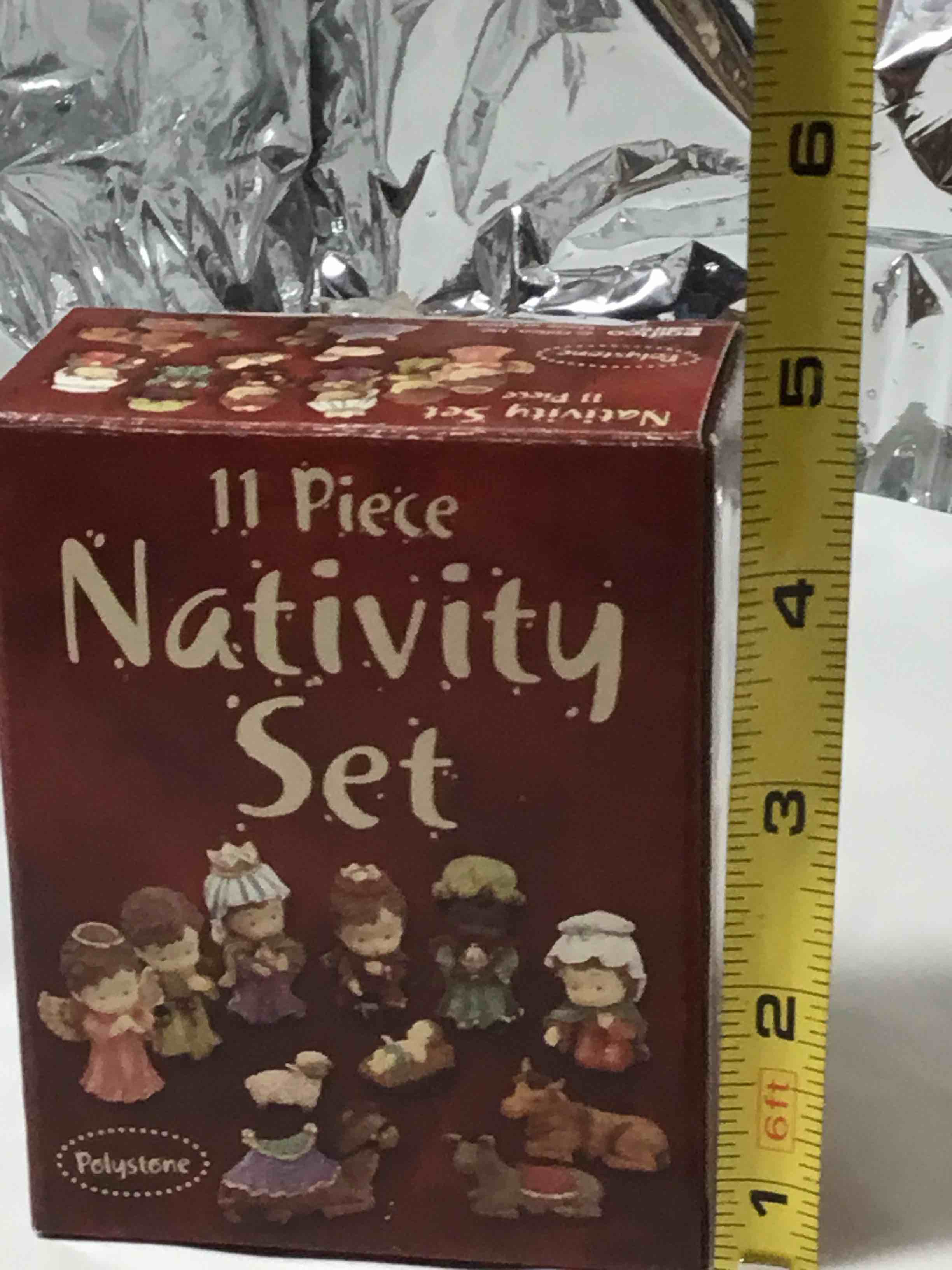 Miniature Christmas Holy Nativity Polystone 11 Pc Set Figurines.in Original Box.