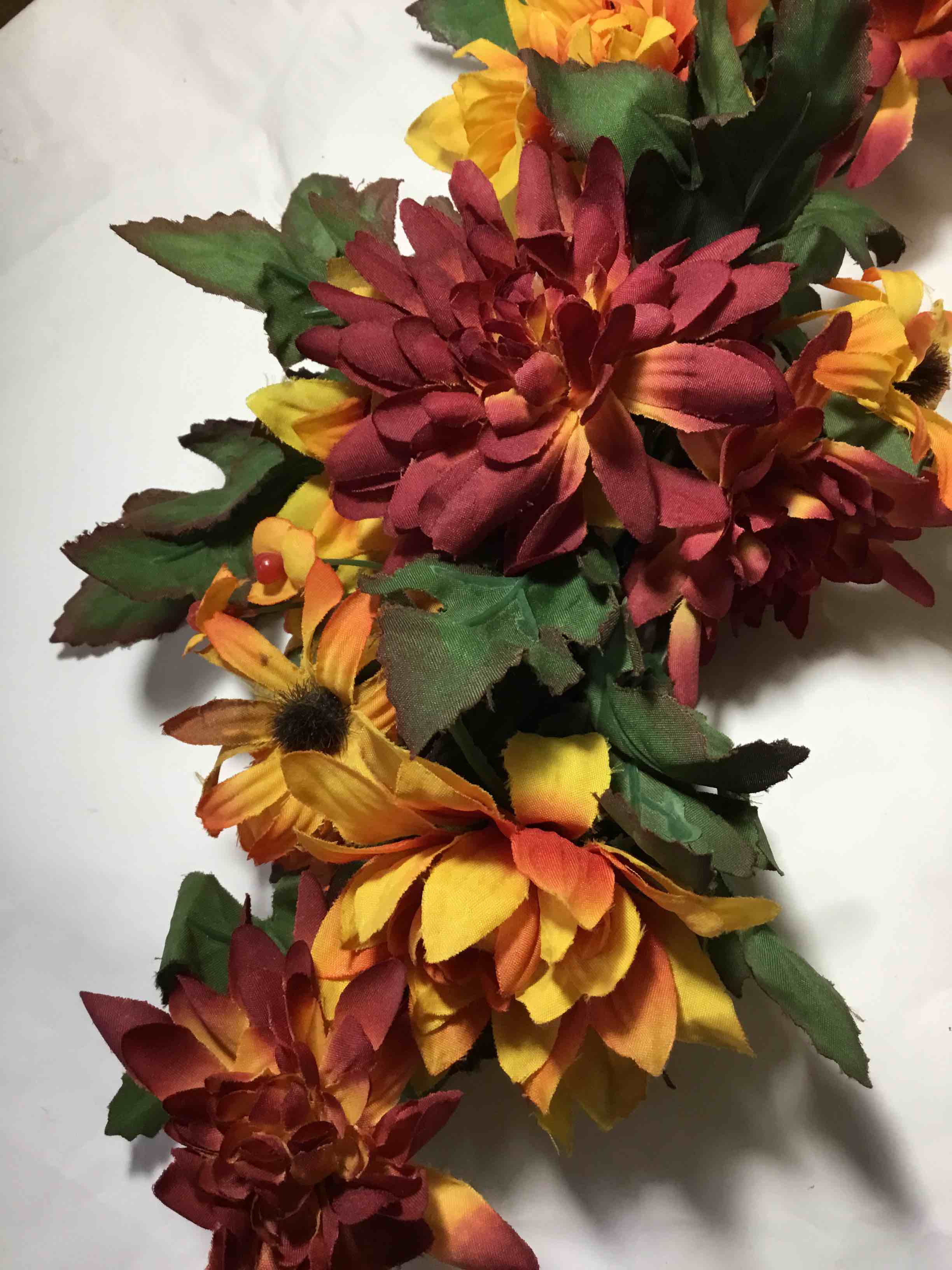 Autumn Colored artificial flowers, swag