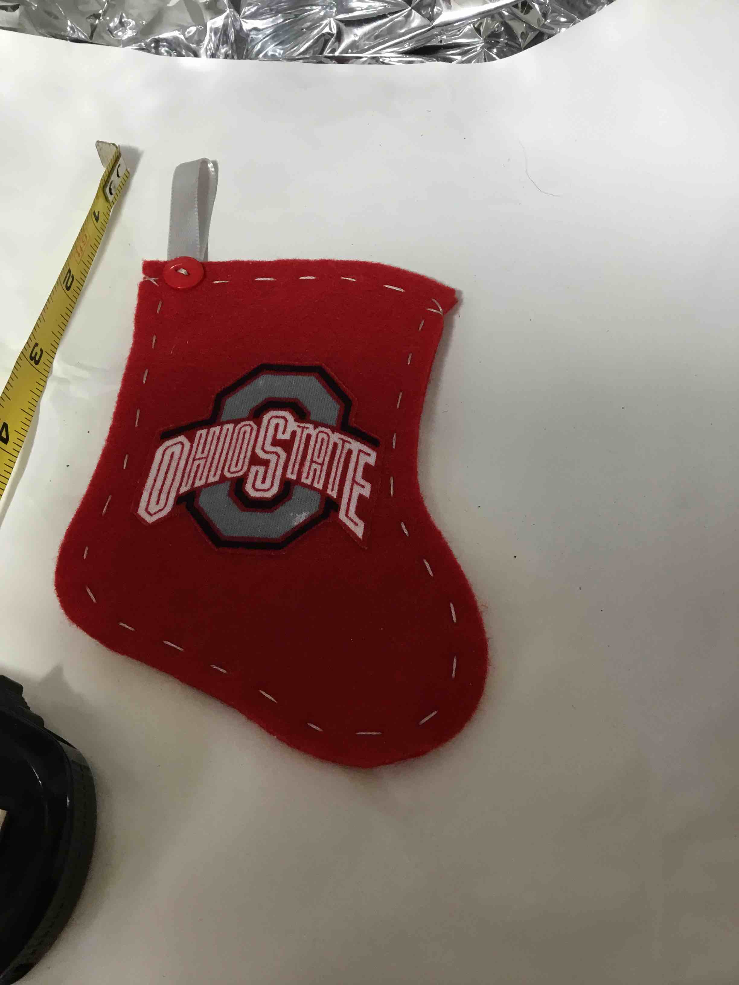 Christmas stocking featuring a Ohio State design