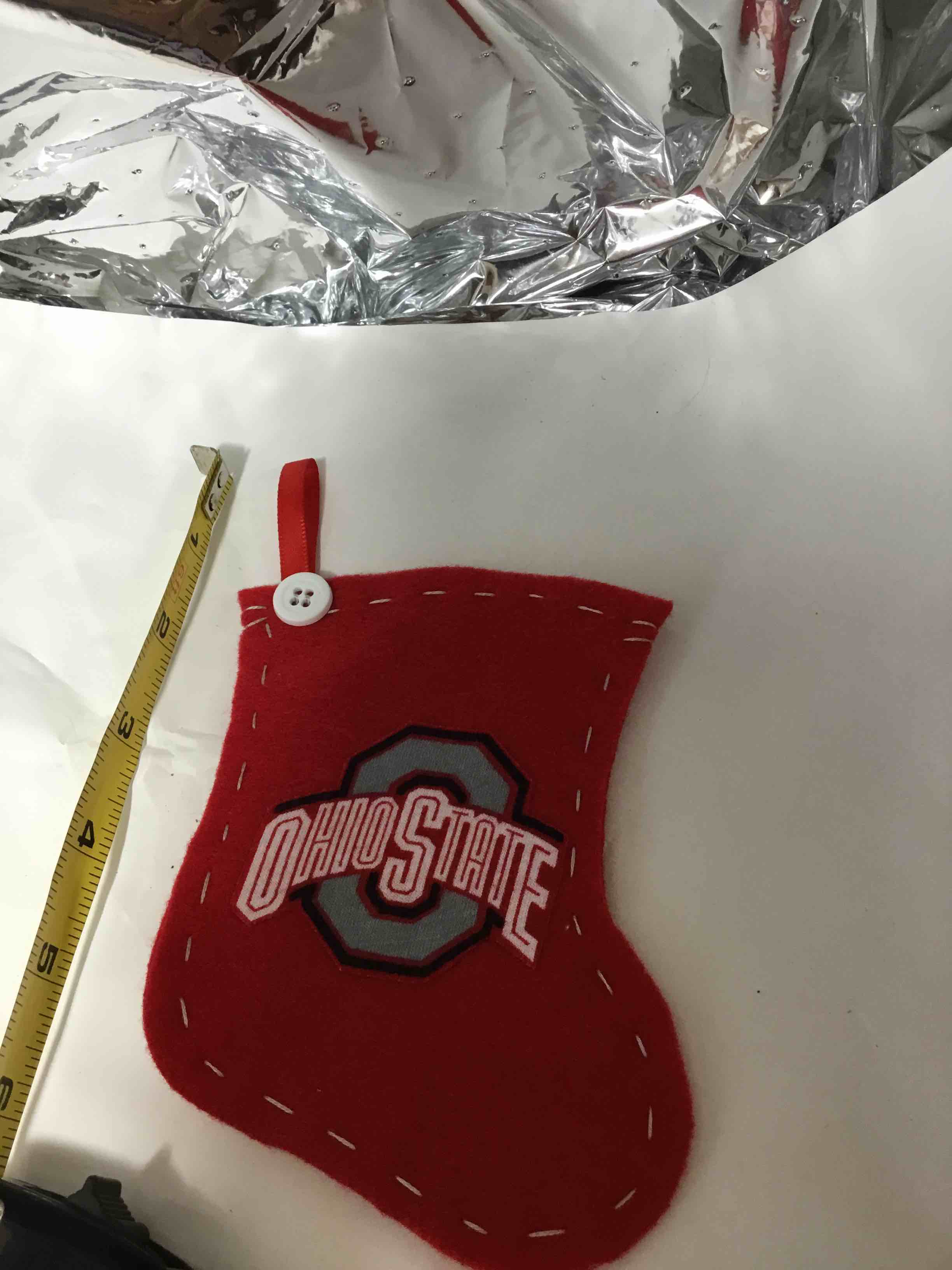 Christmas stocking featuring a Ohio State design