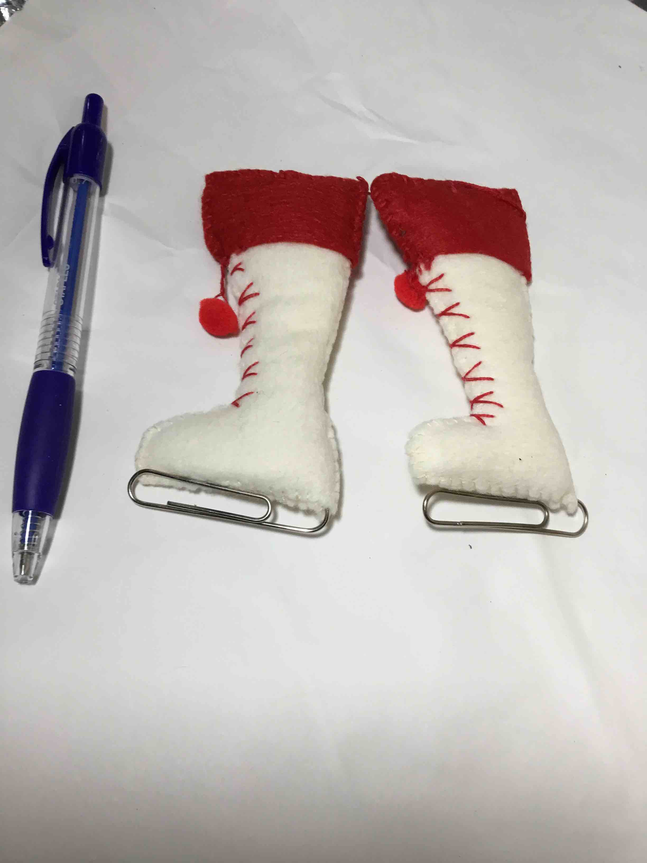Homemade ice skate ornaments