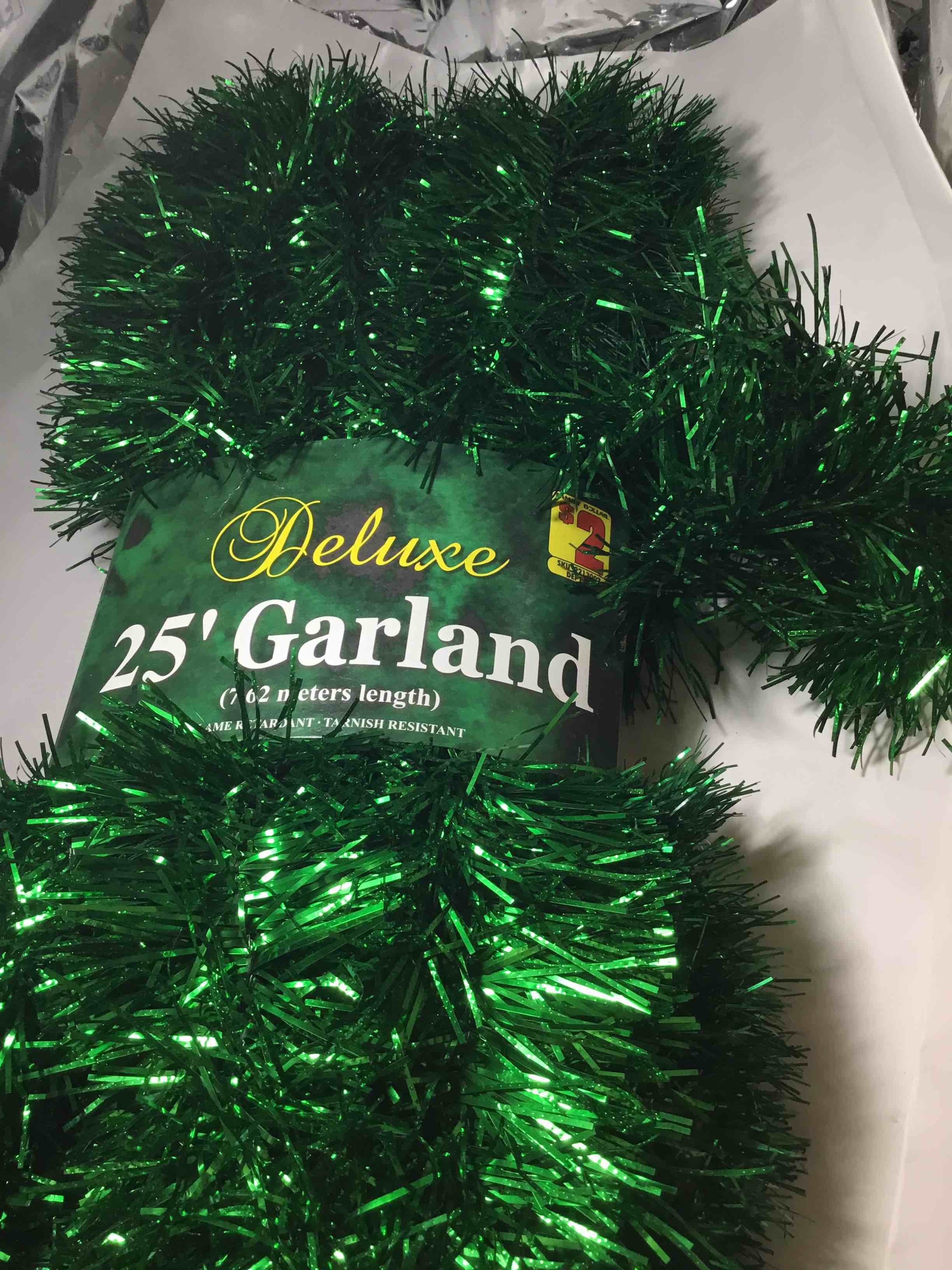 Green tinsel garland