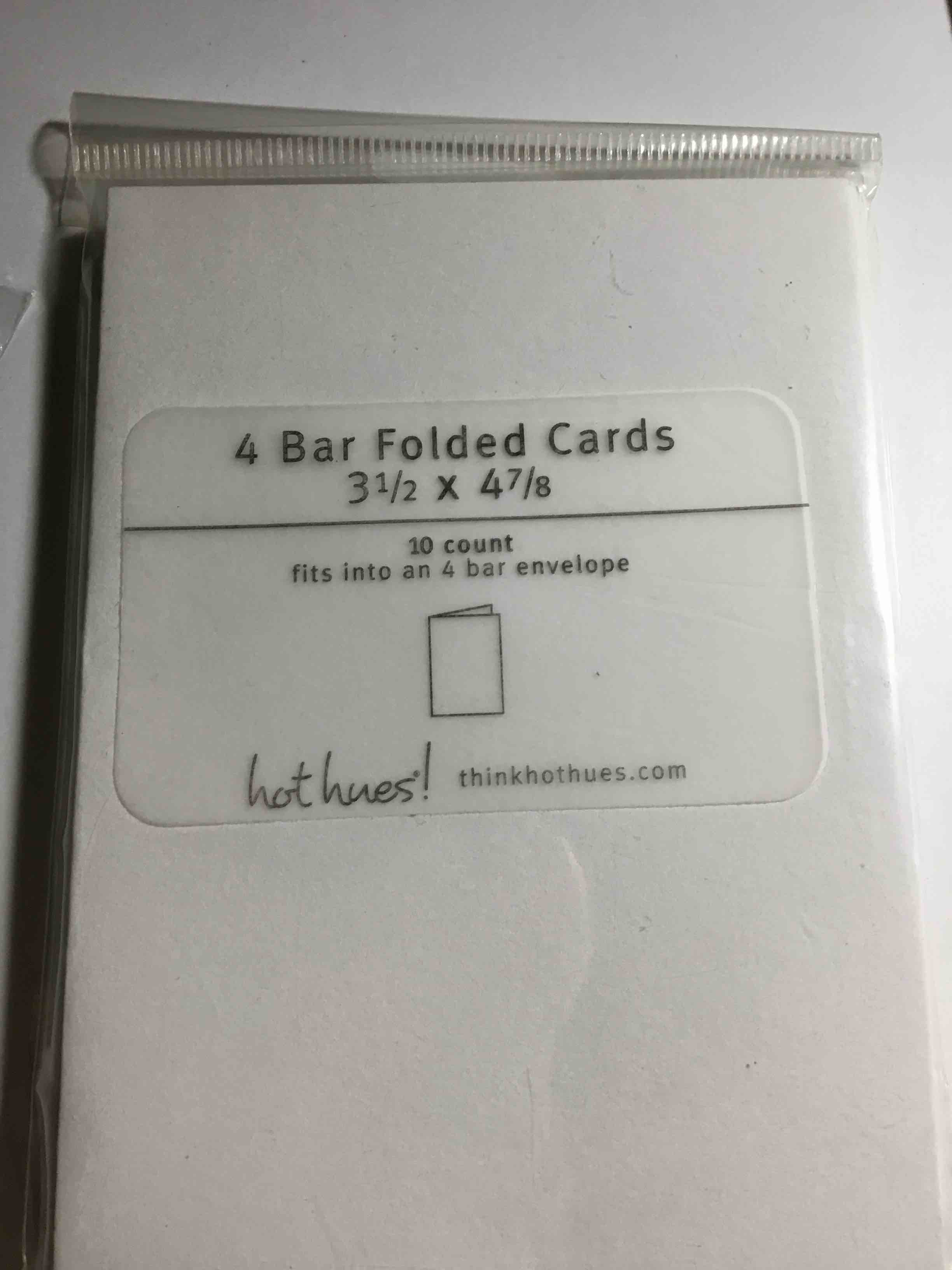 Package of "4 Bar Folded Cards" by the brand "hot hues"