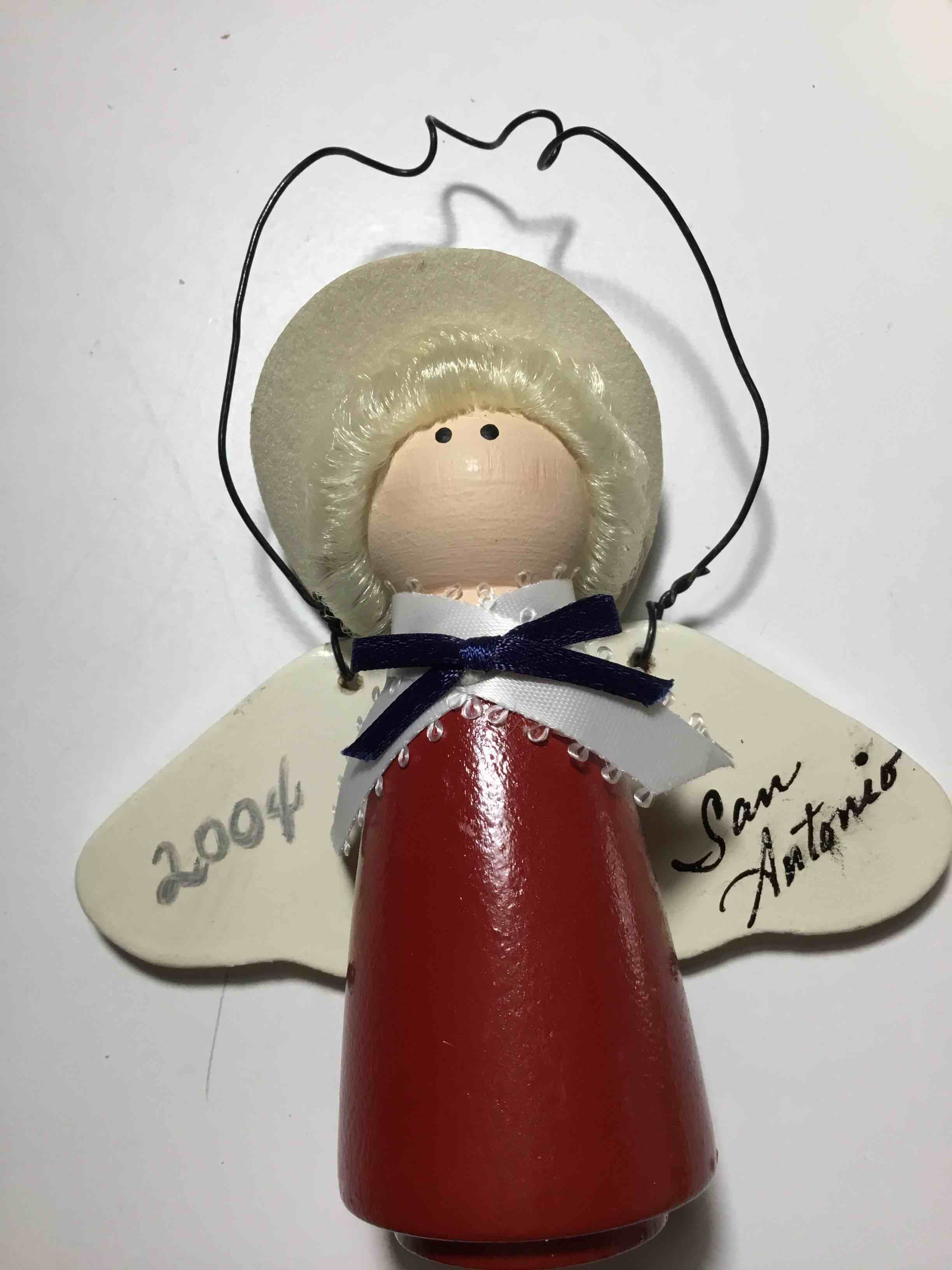 Wooden peg doll angel Christmas ornament