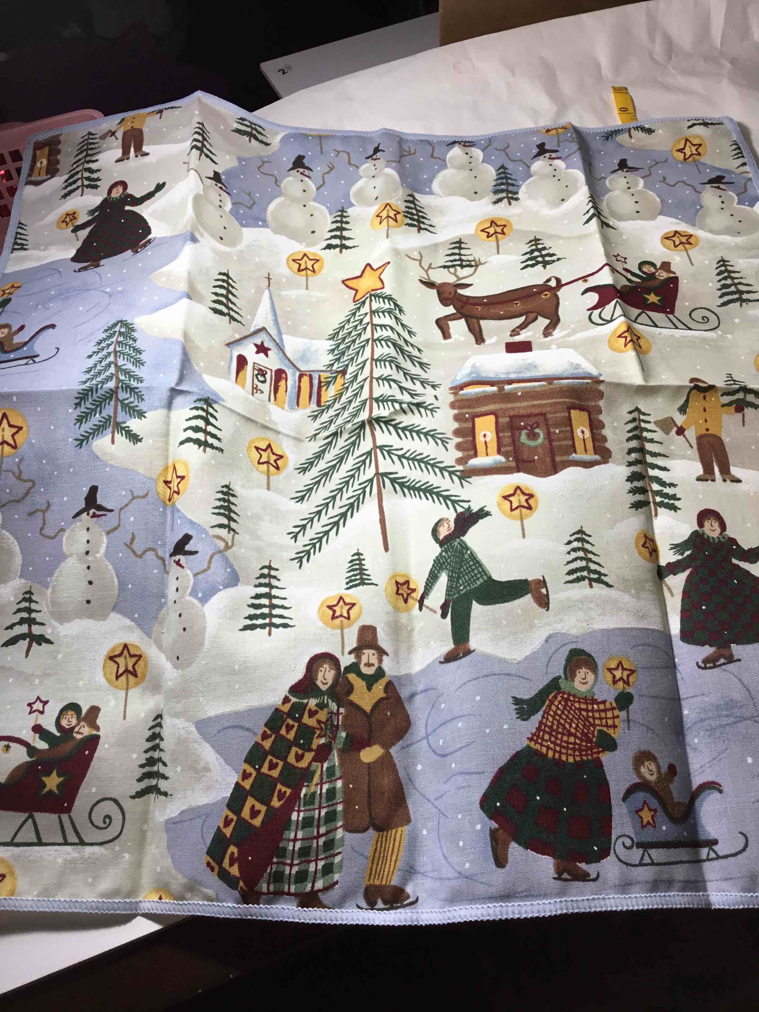 A Christmas to Remember Skating Village on White 12pack Cloth Napkins