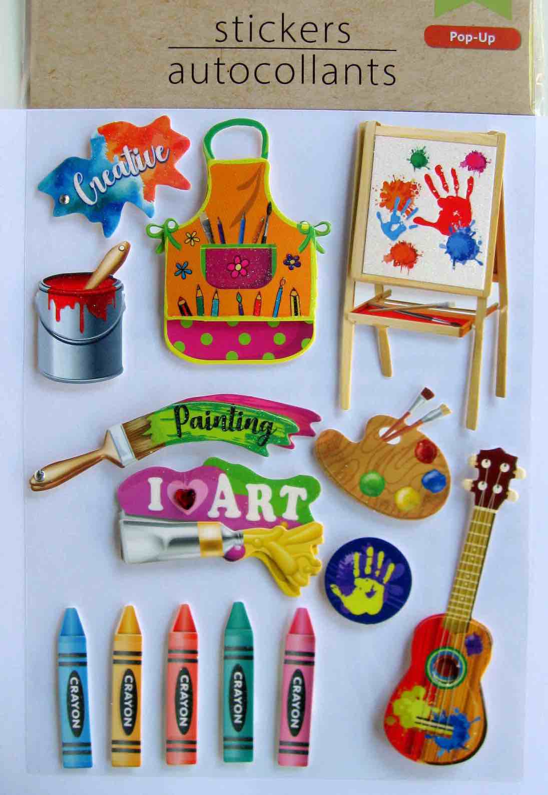 ARTIST & PAINTS Sticker Set of 14 Pop-Up Stickers