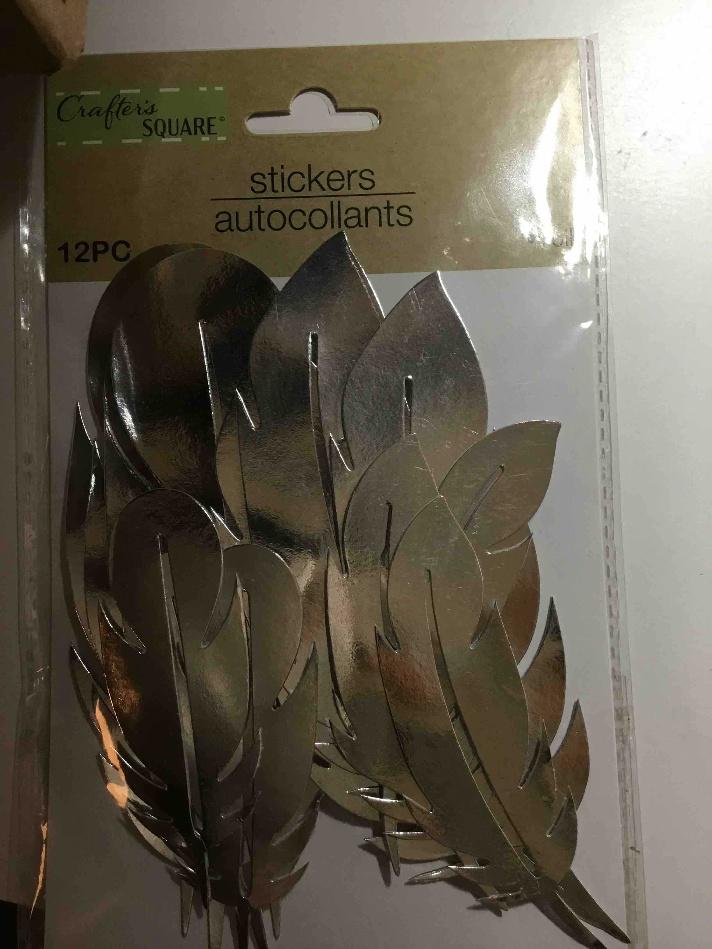 Crafter's Square 12PC foil feather stickers