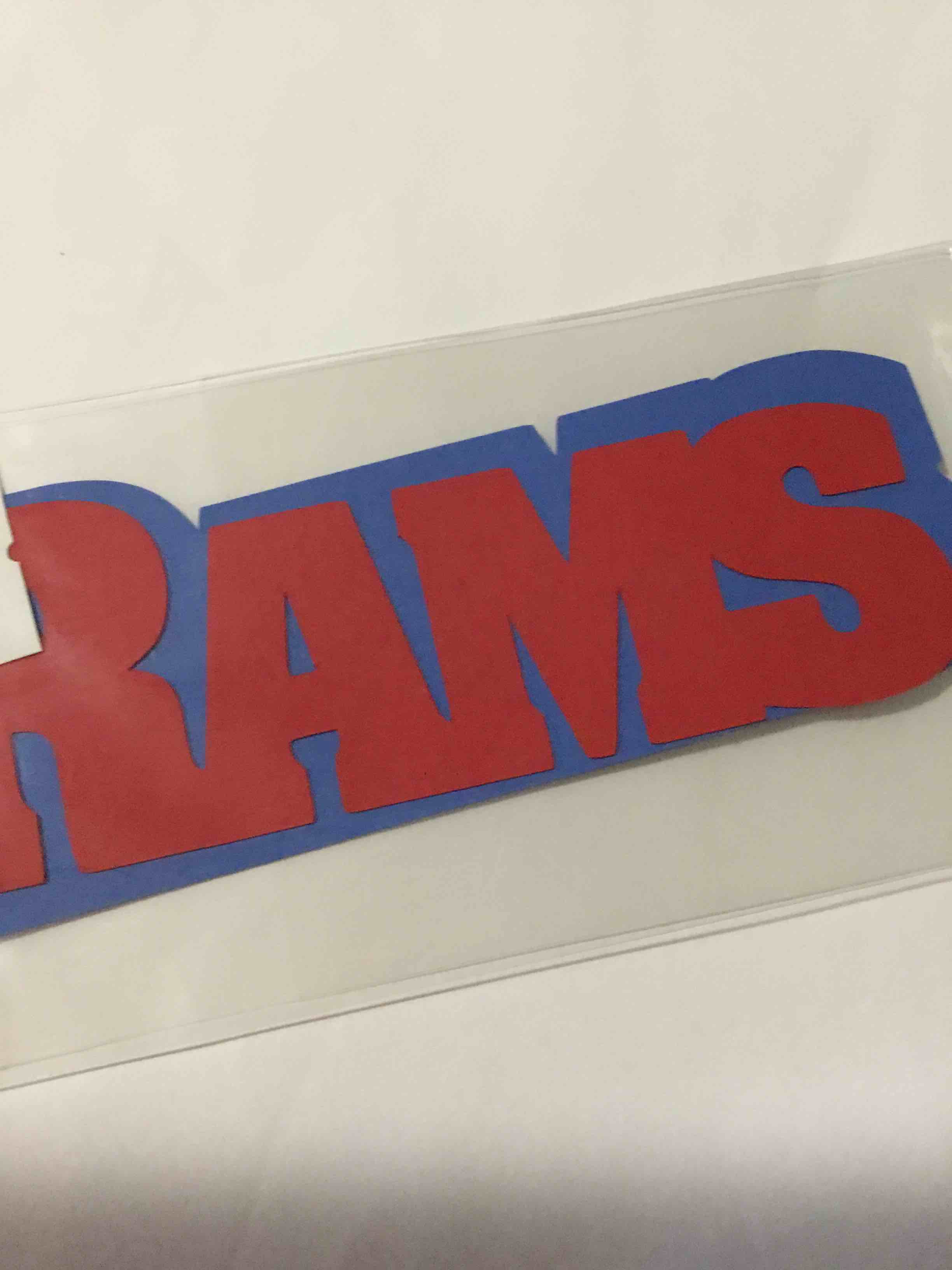 A "Rams" applique or patch sticker 