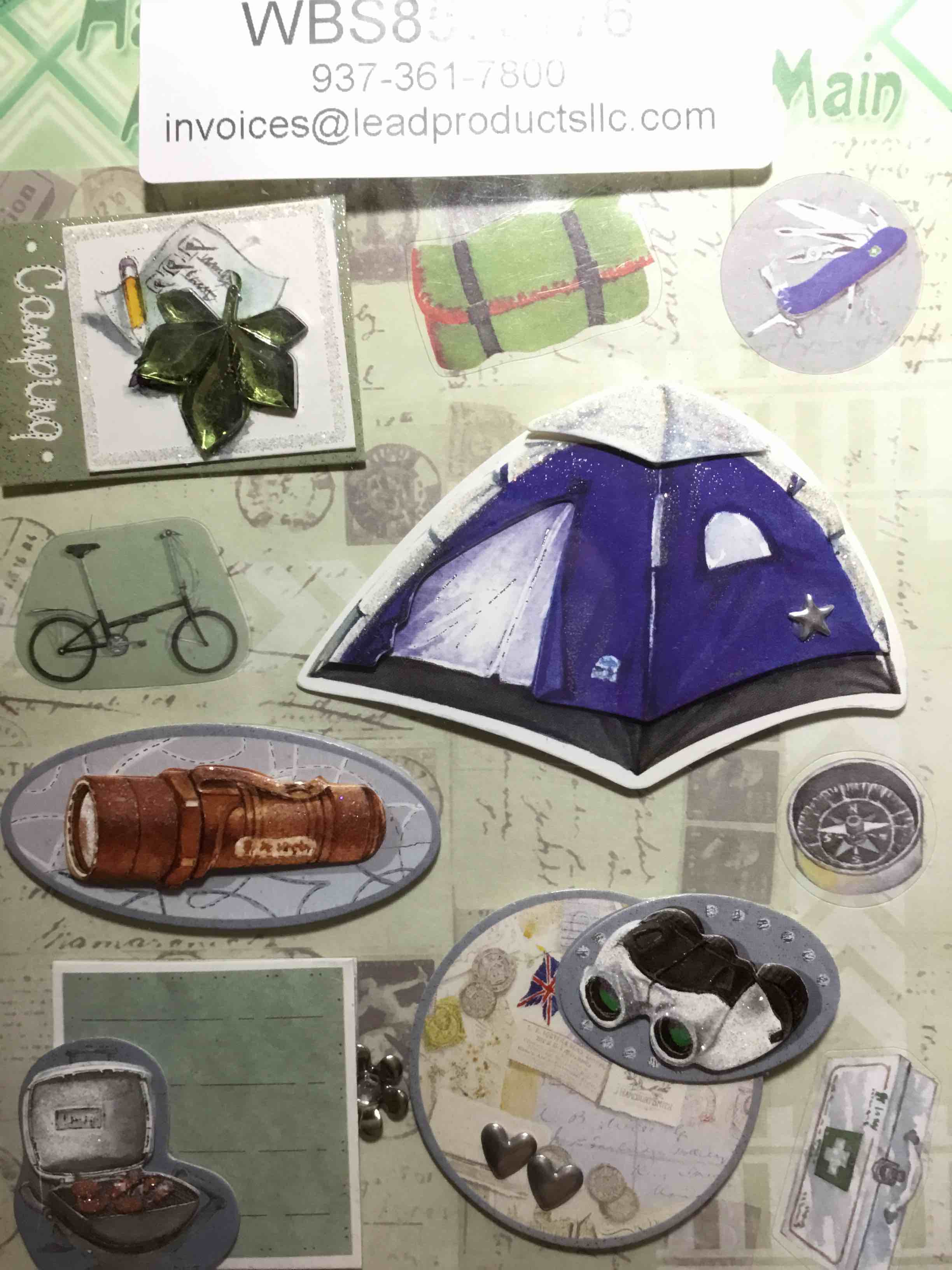 Camping three dimensional scrapbooking stickers