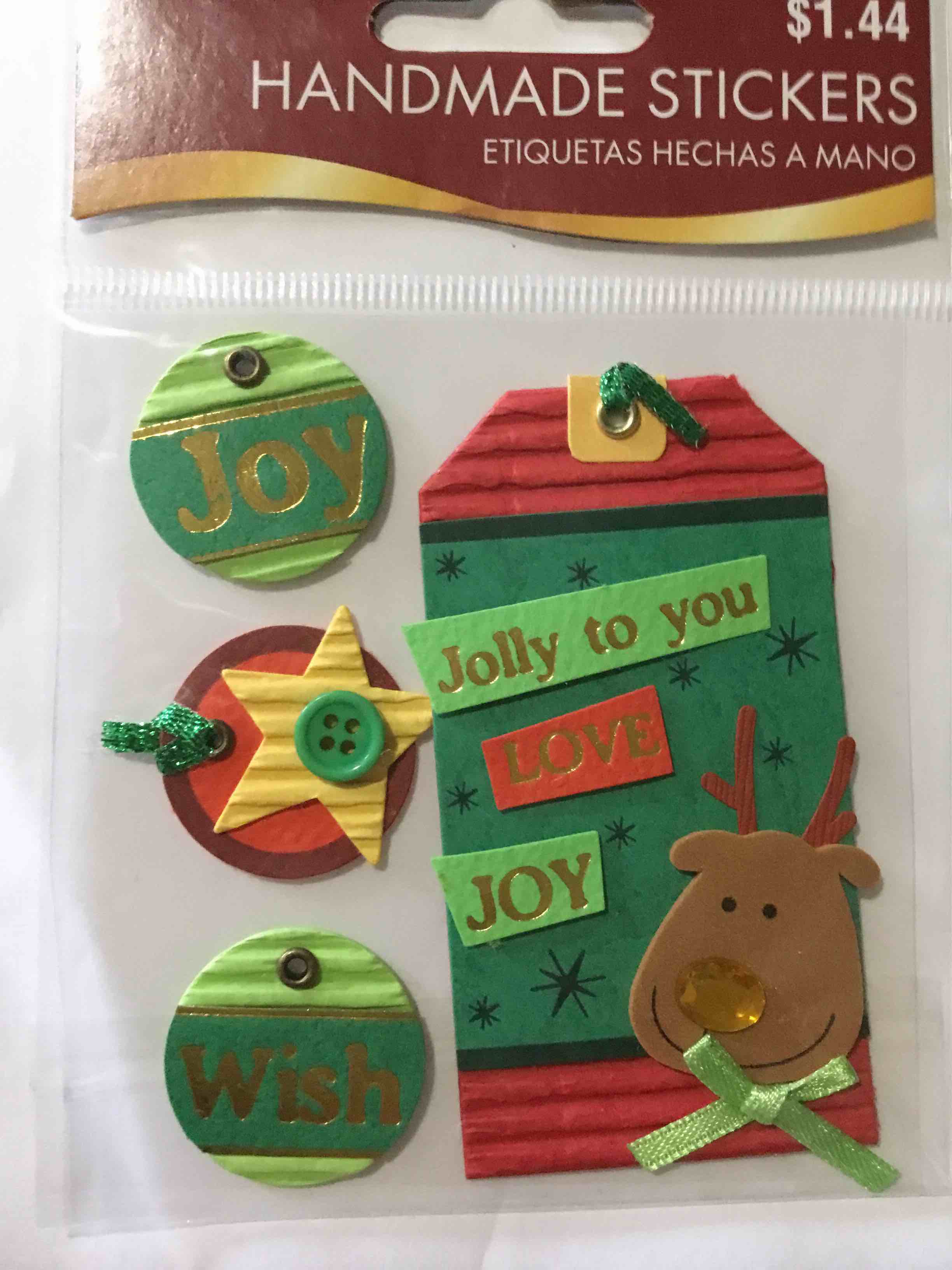 Three dimensional Christmas scrapbook stickers