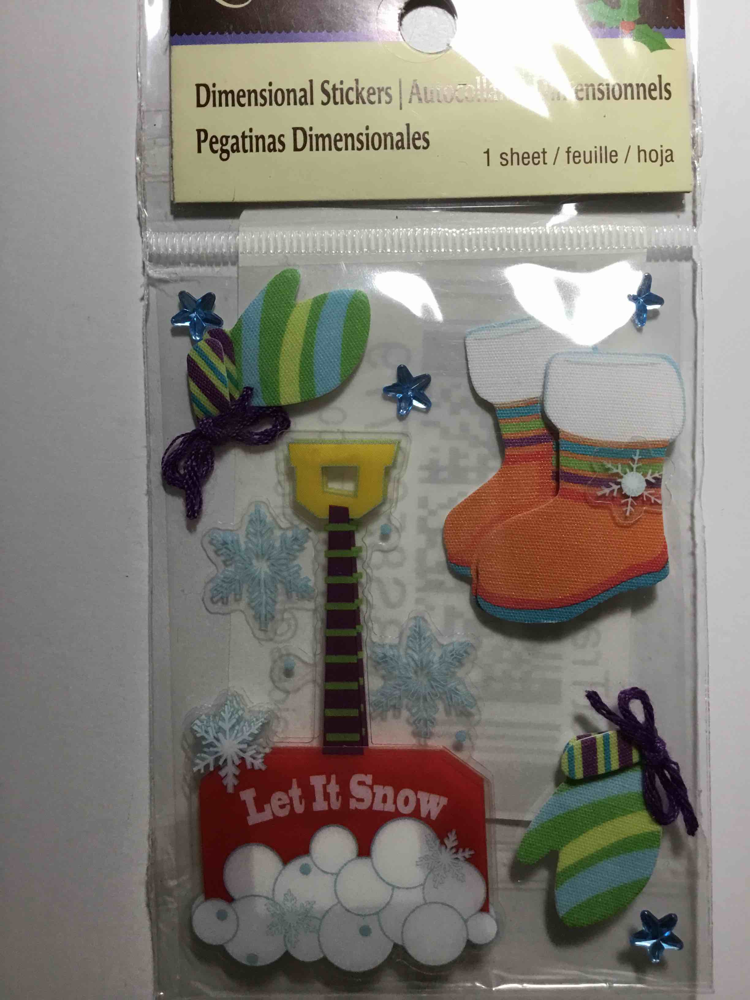  Recollections Winter Dimensional Stickers Let It Snow Boots Shovel