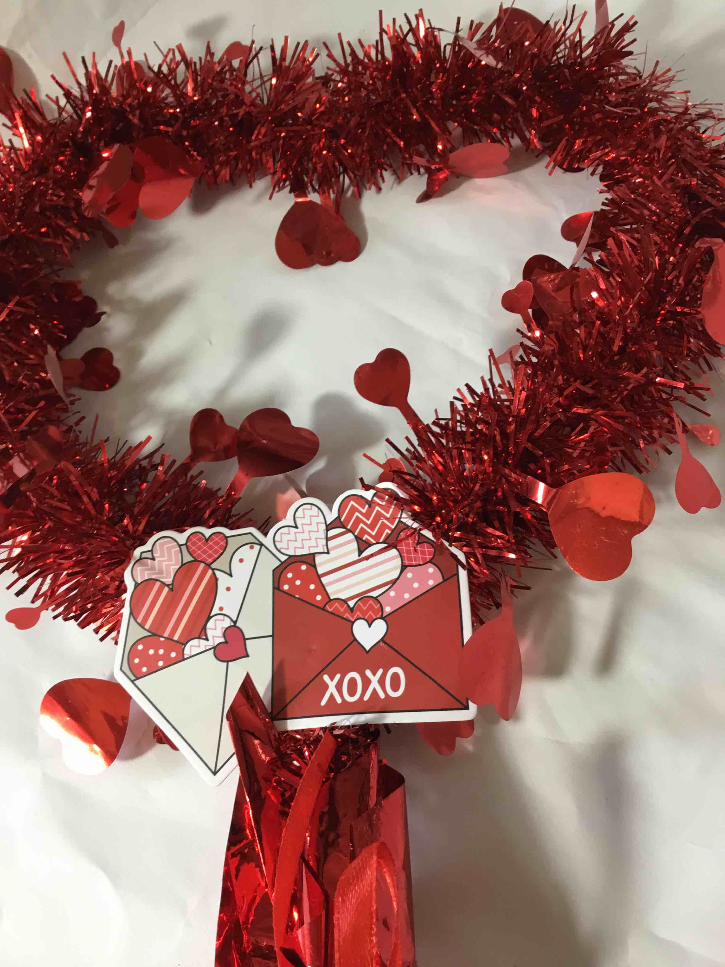 Tinsel heart tabletop decoration