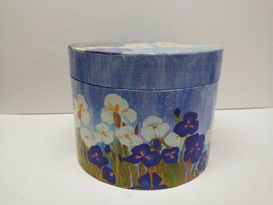 Vintage AVON 4.5" Floral Round Box