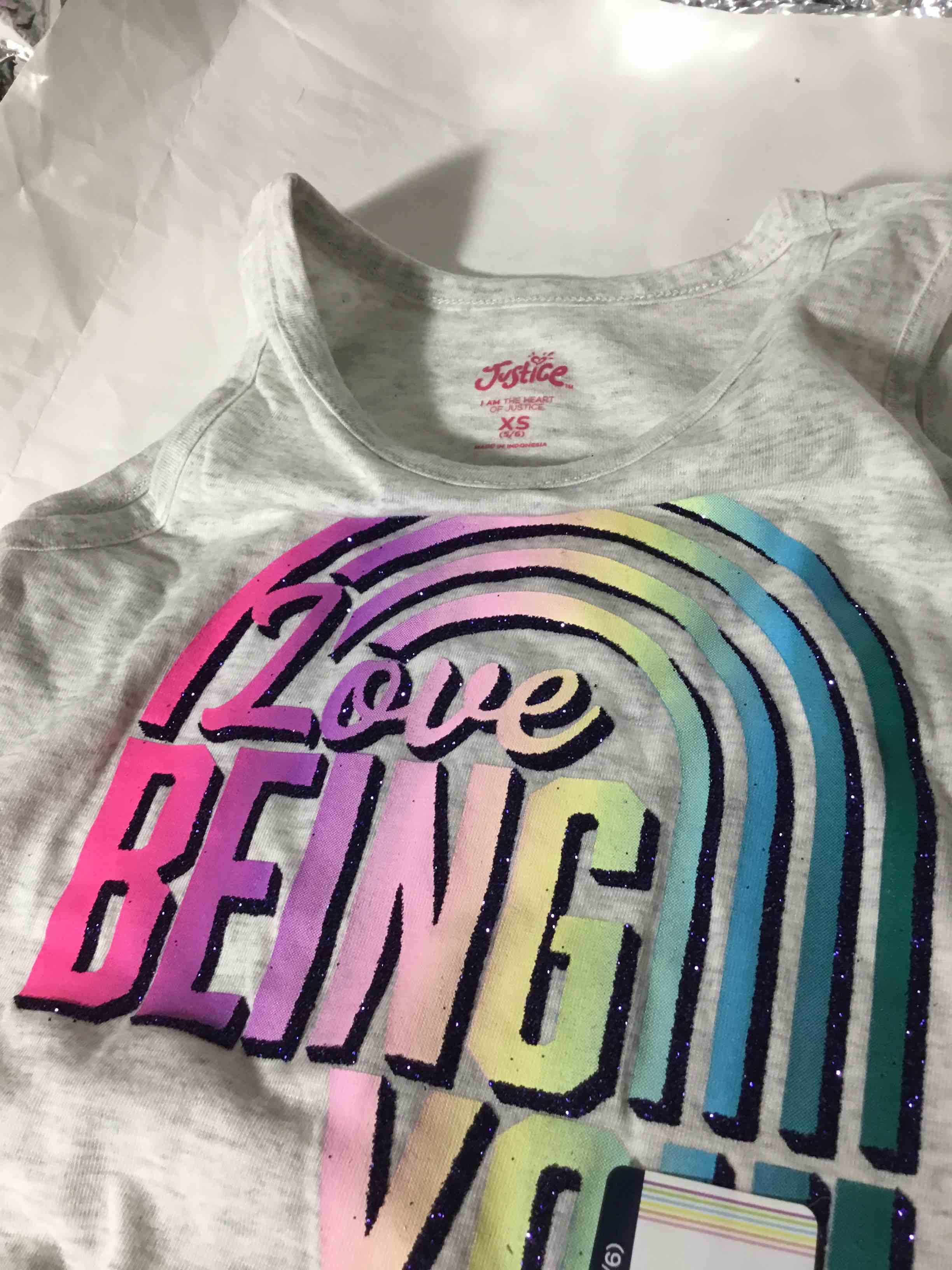 Justice "Love Being You" tank top in an XS (5/6) size