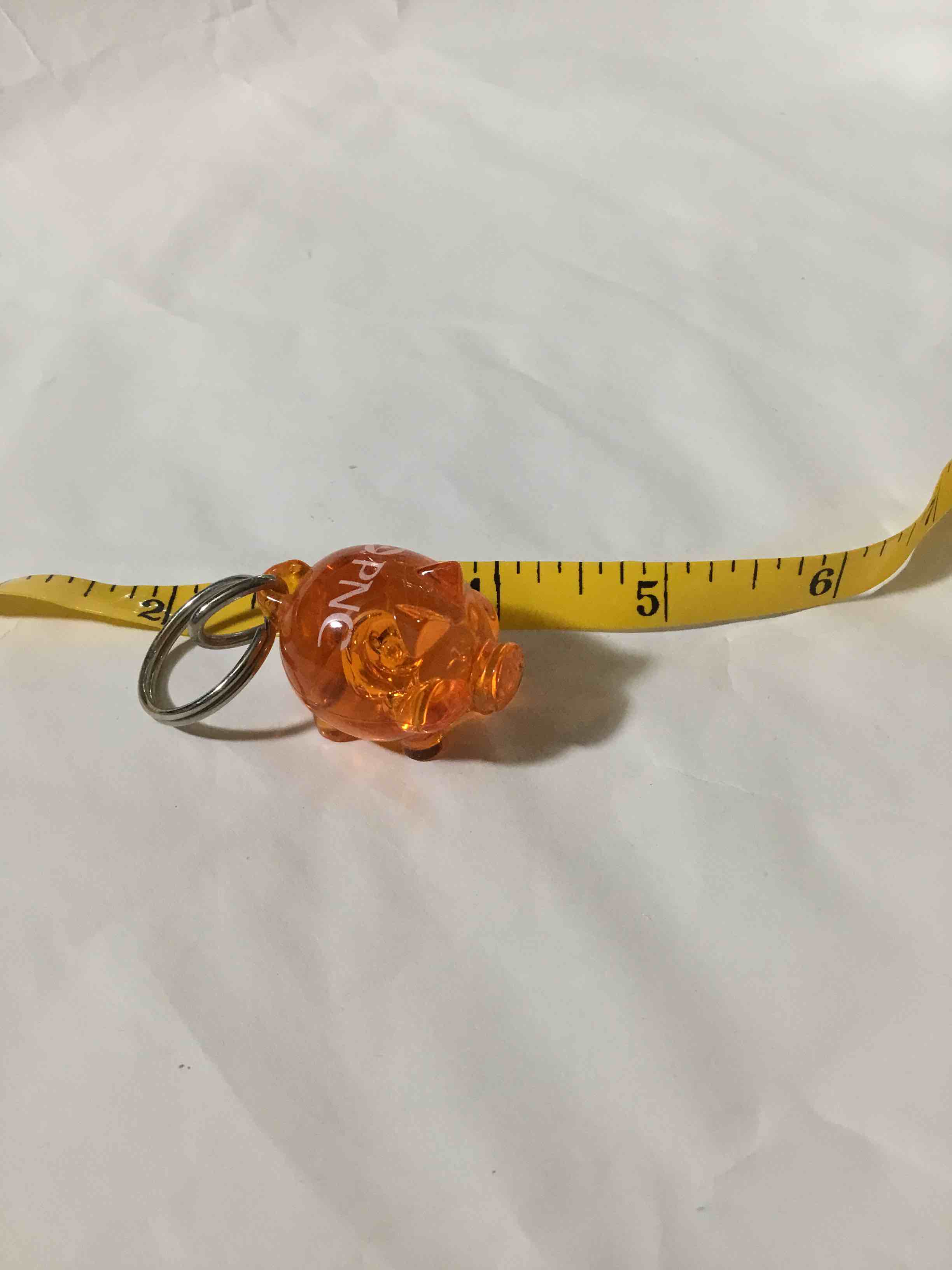 PNC Bank Pig Keychain Banking Logo Keyring Key Chain Ring Orange Plastic 