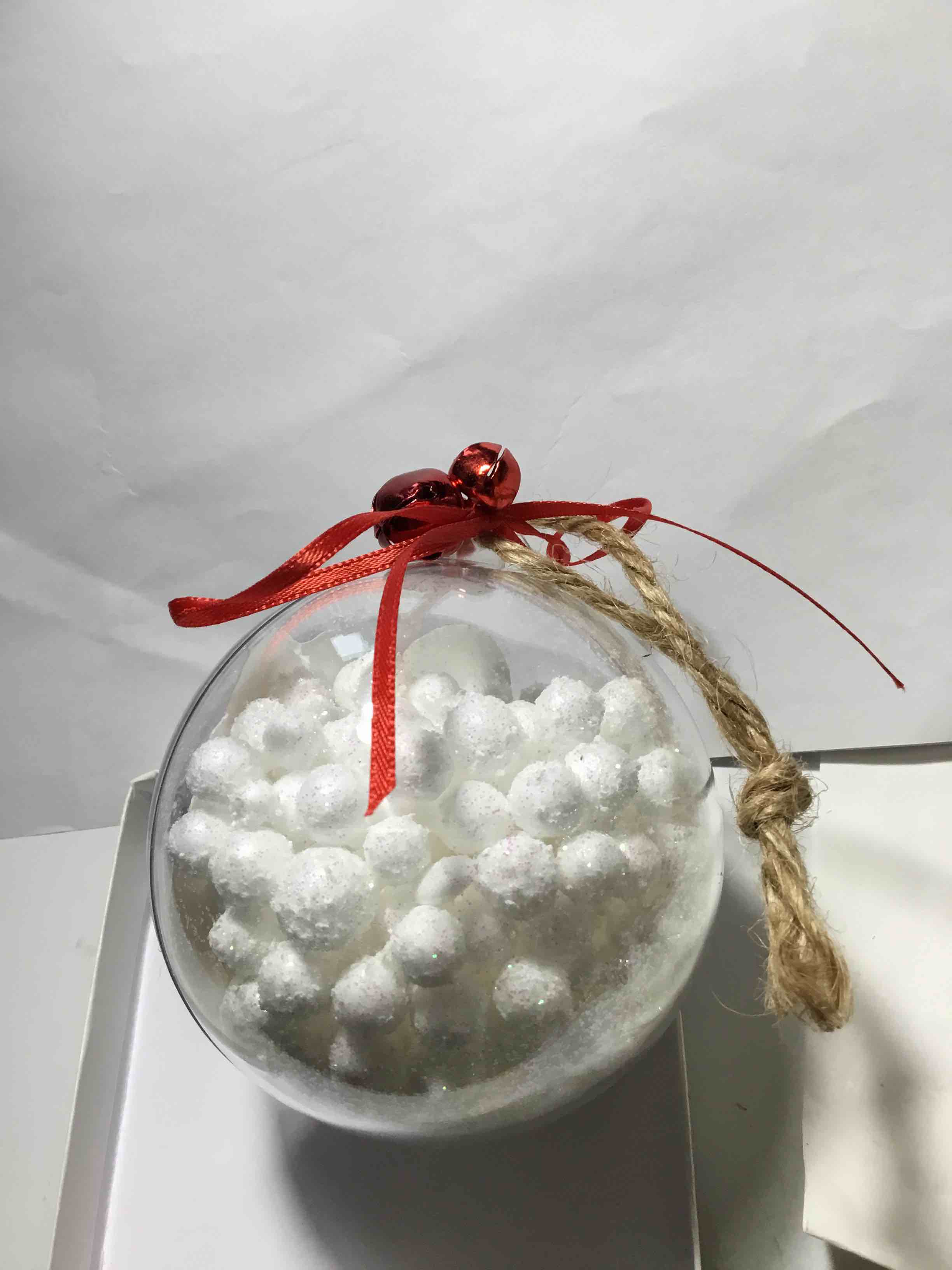 Condition photo showing New/Like New for Personalized photo snow globe Christmas ornament tiny snowballs and snow 