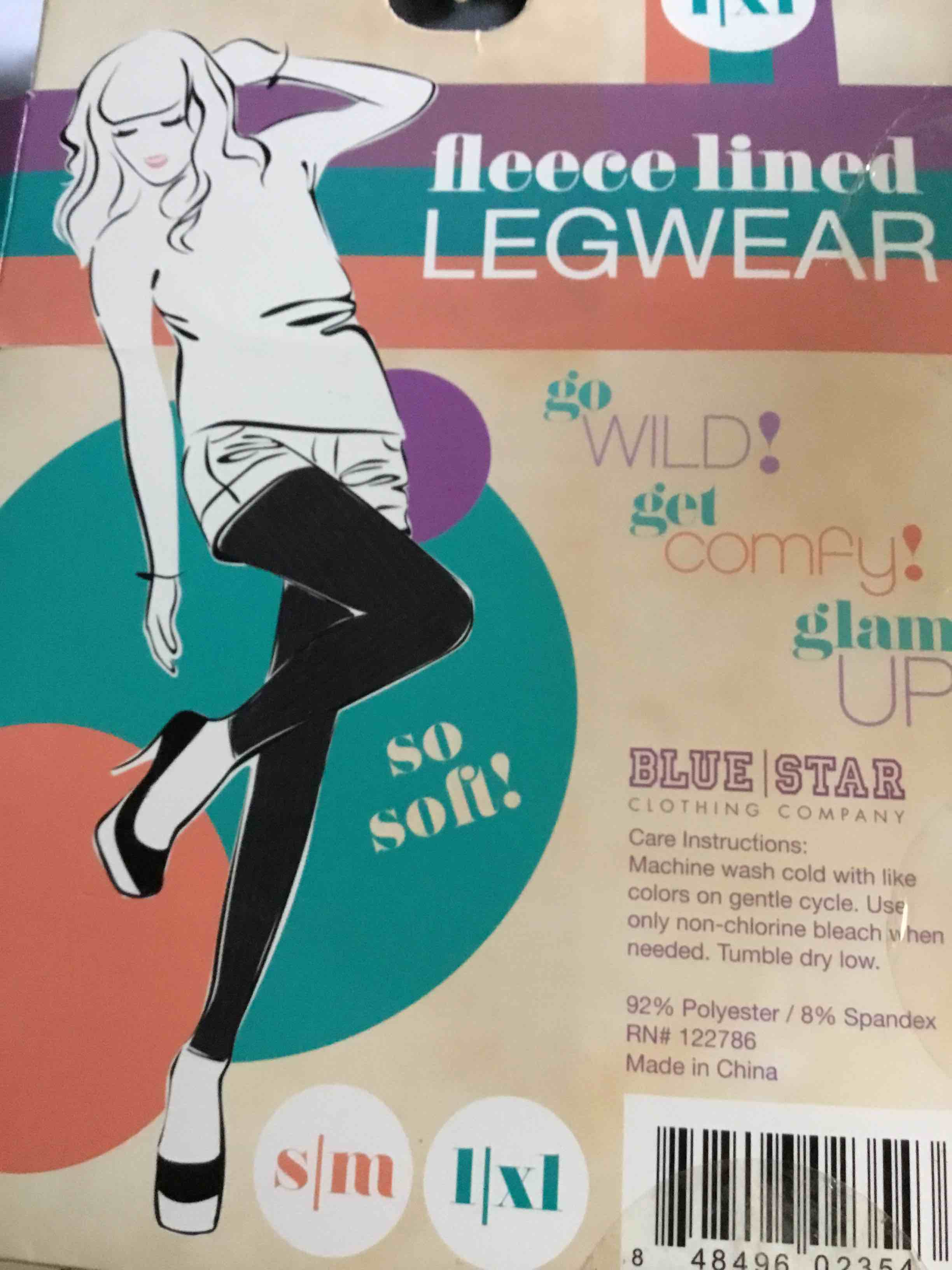 Condition photo showing Brand New for Blue Star Clothing Co. Black Fleece Lined Leggings - Size L/XL Ladies