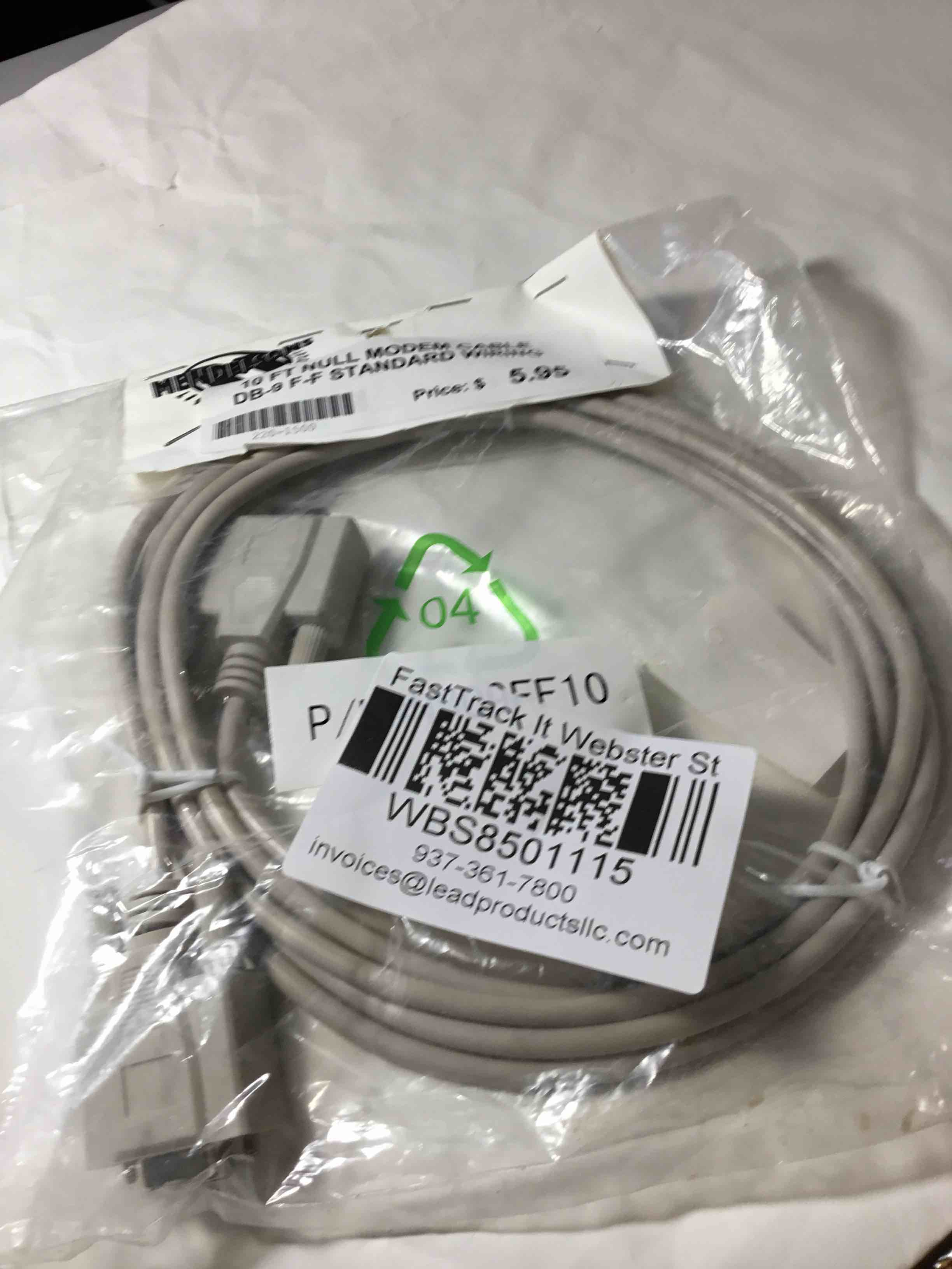 Null Modem cable standard wiring, 10 foot