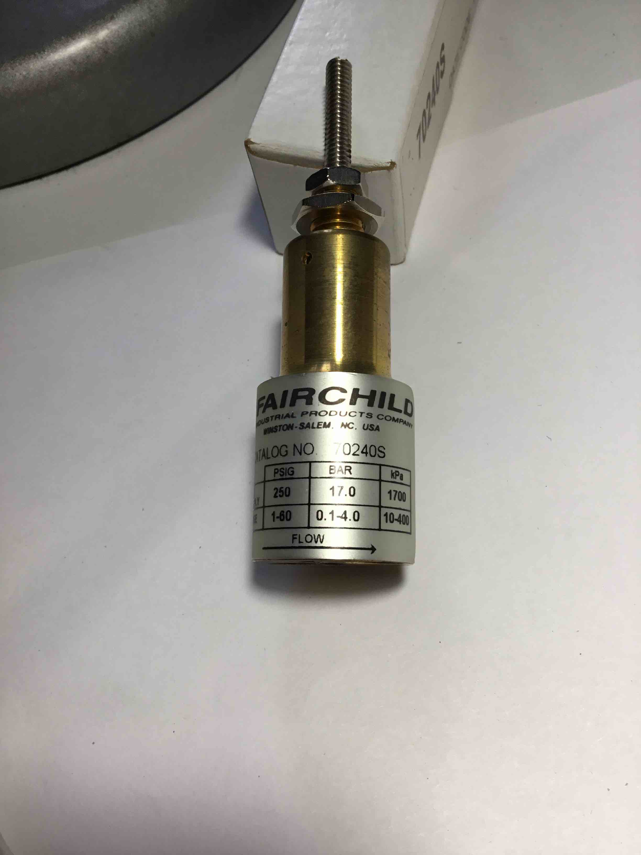 Fairchild’s Model 70B subminiature pneumatic pressure regulator, catalog number 70240S
