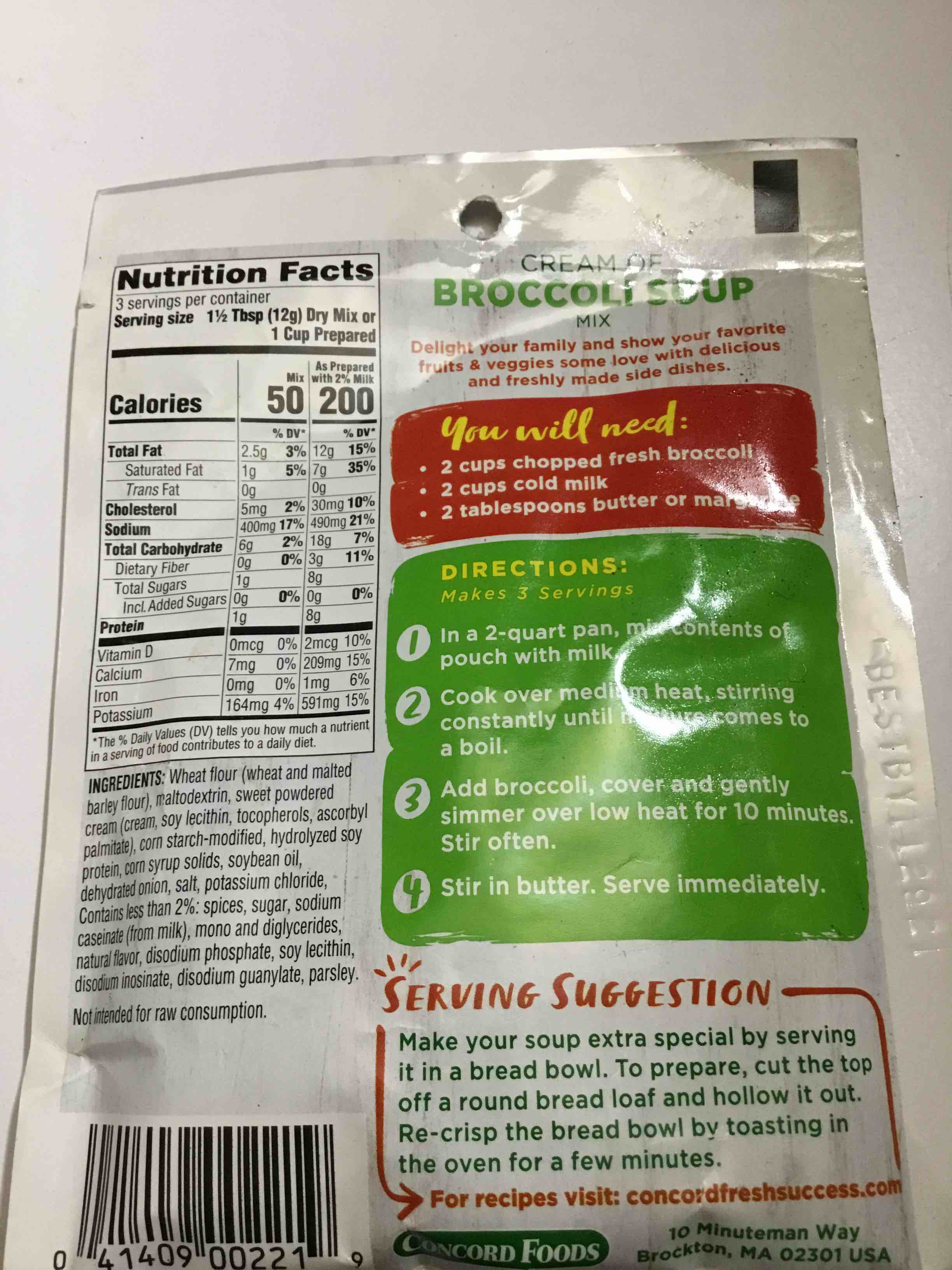 CONCORD FOODS, BROCCOLI SOUP