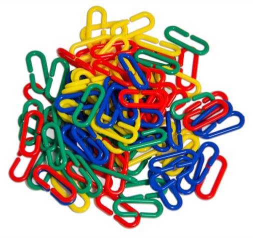 Plastic C-Clip Hooks Chain Links, Interchangeable Rainbow C-Links Kids Learning Toys for Classroom Preschool, Sugar Glider Swing Climbing Cage Toys for Small Pet Rat Parrot Bird