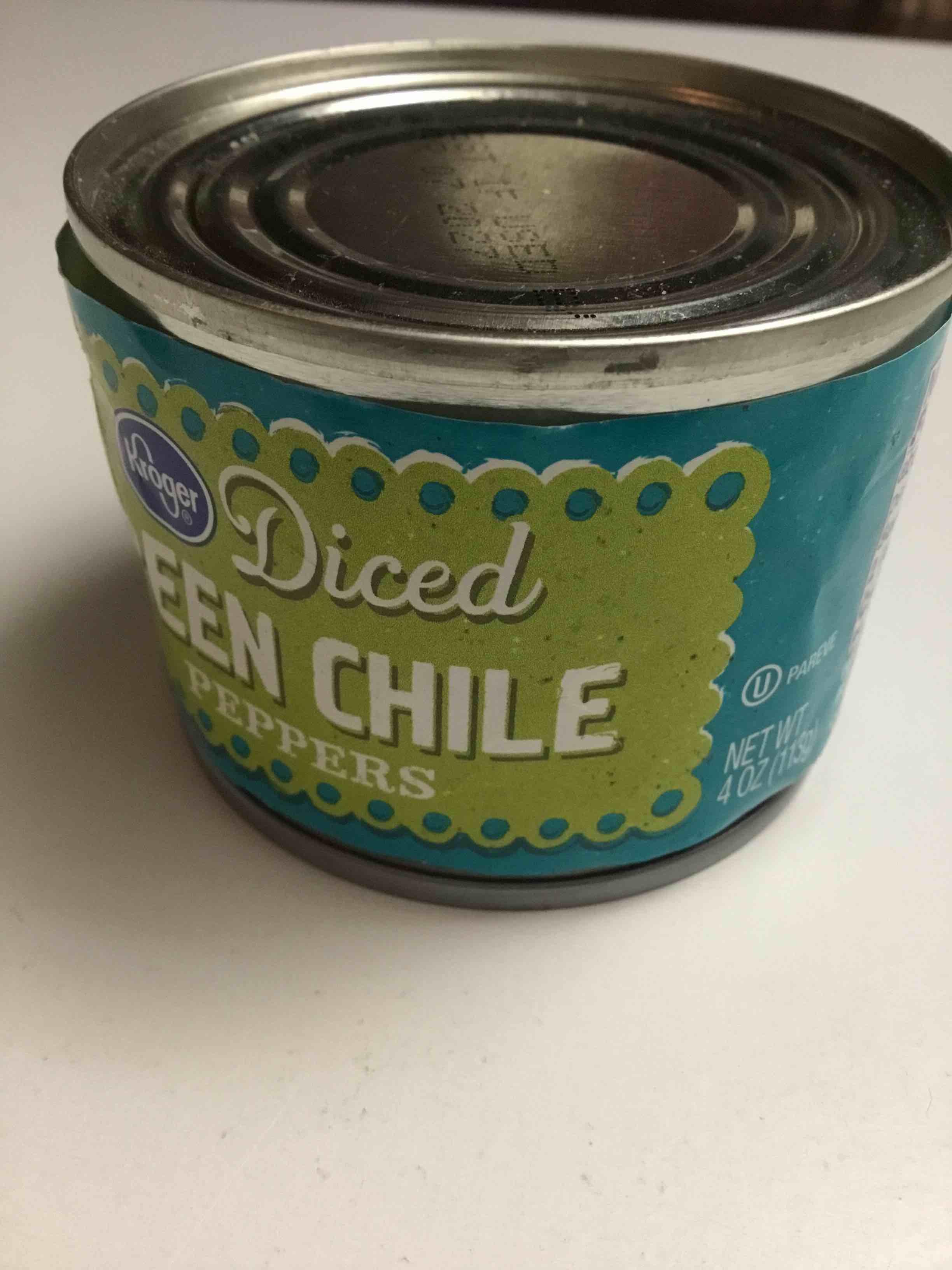 Kroger Diced Green Chile Peppers.  Net weight: 4 oz (113g) 