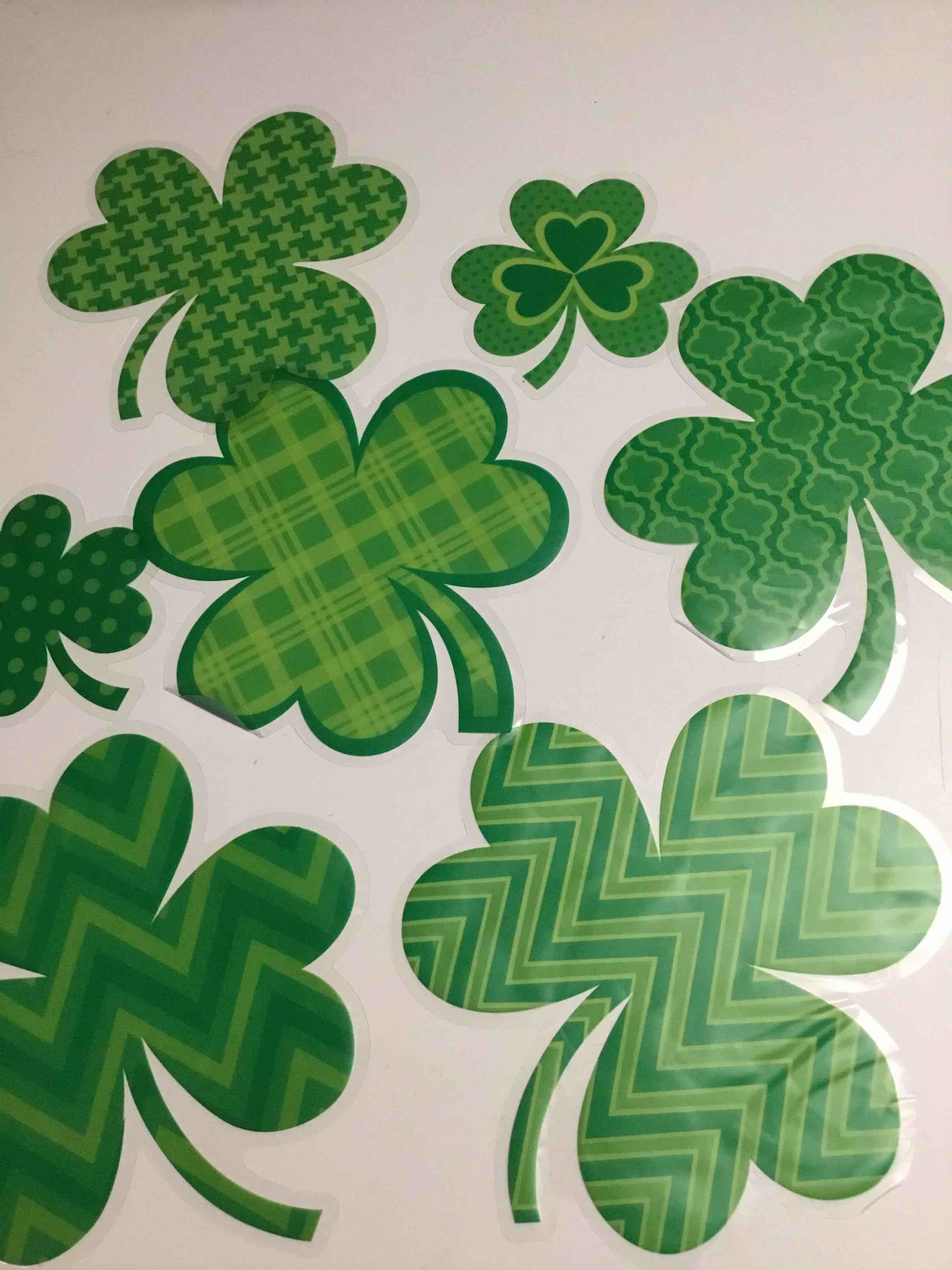 St. Patrick's Day shamrock window clings