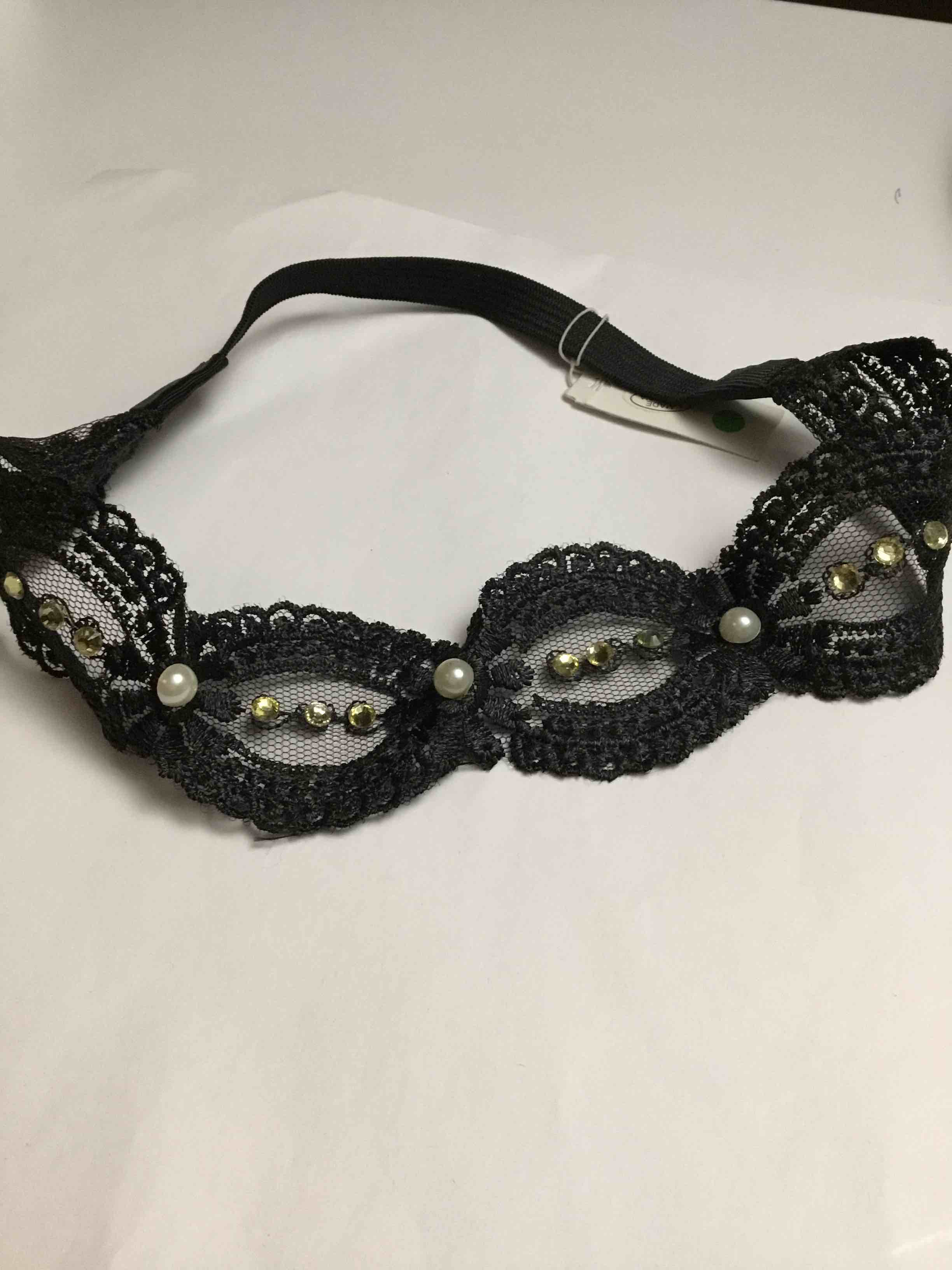 Black lace and pearl headband