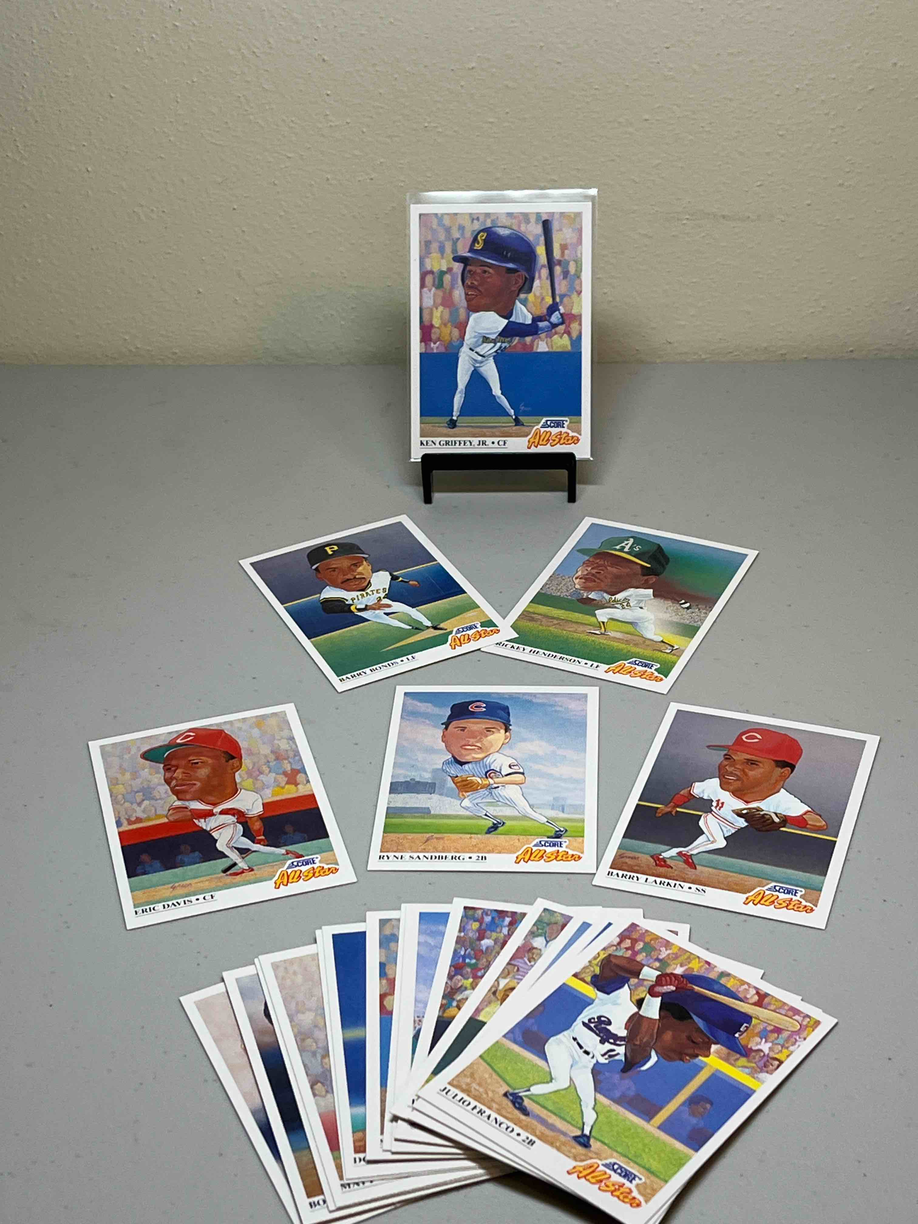 Complete (20) card subset 1991 Score All-Stars Baseball- Including Ken Griffey Jr., Barry Bonds, Rickey Henderson, and more!! These cards are mint condition and well centered!!