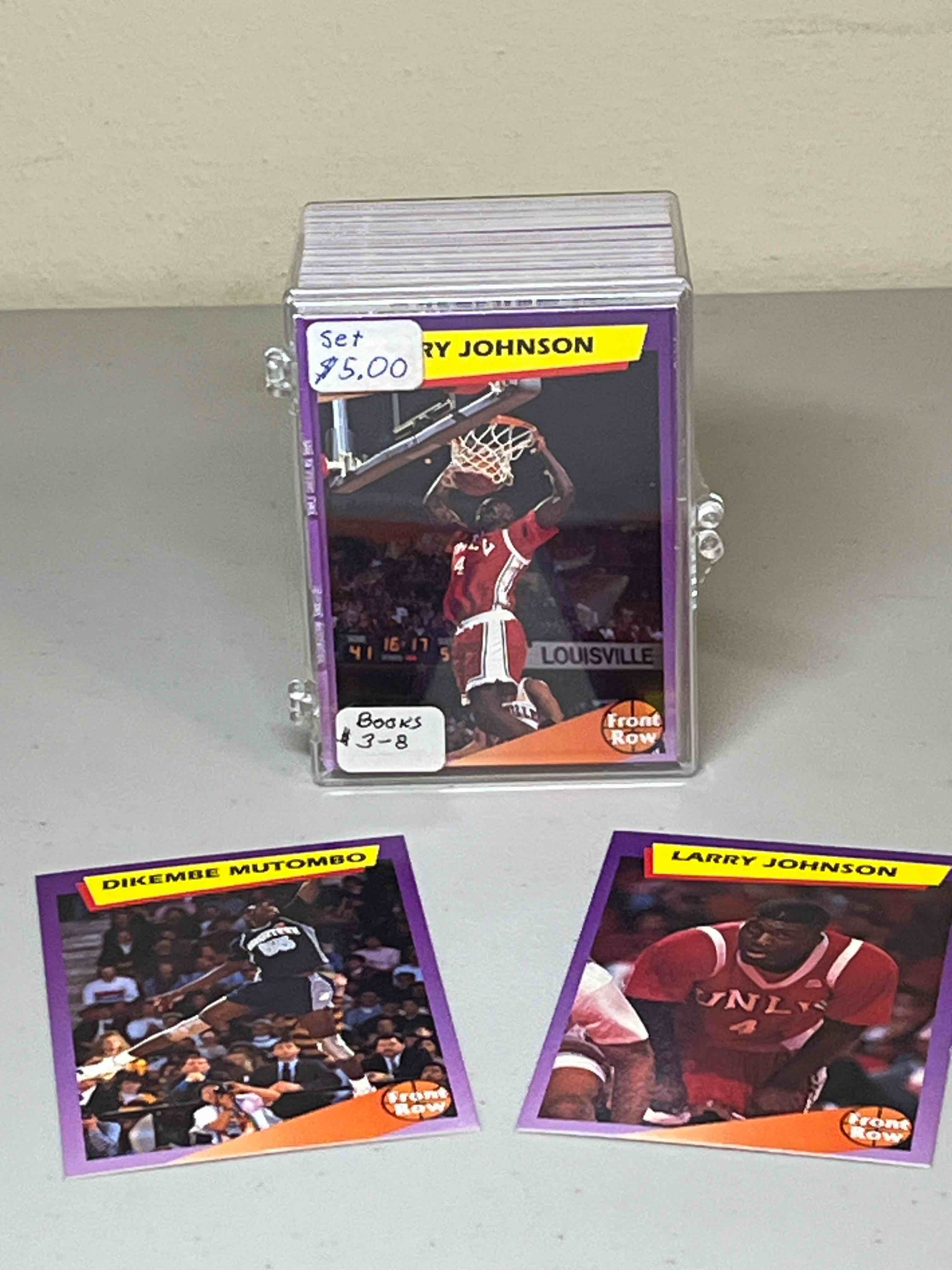 Complete (100) card set 1992 Front Row Dream Picks Basketball- Includes Larry Johnson, Dikembe Mutombo, Harold Miner, and more! Cards are in excellent condition inside plastic case!