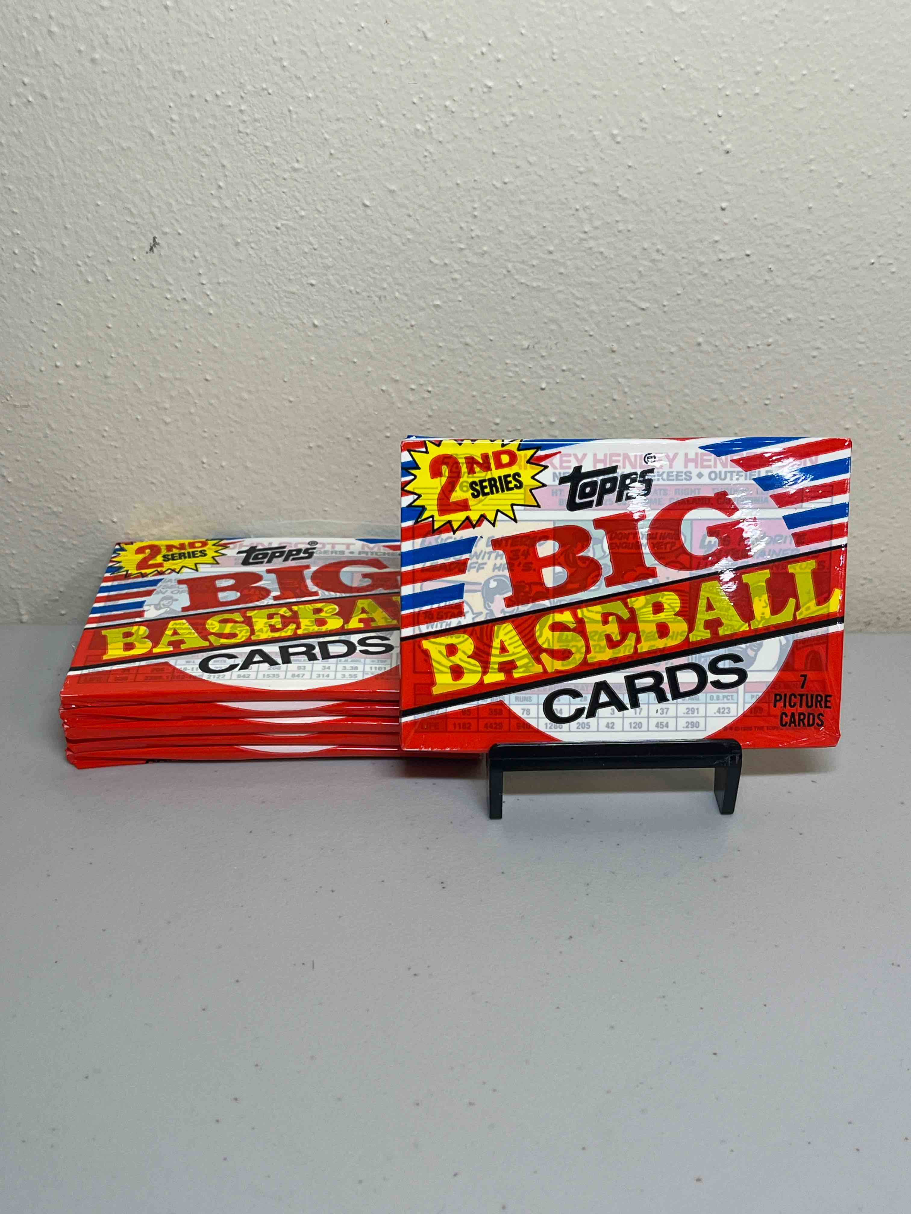 (6) Sealed 1988 Topps BIG Baseball Cards- Sealed Packs! Really, Really Good Condition! Rickey Henderson showing through the front pack!!