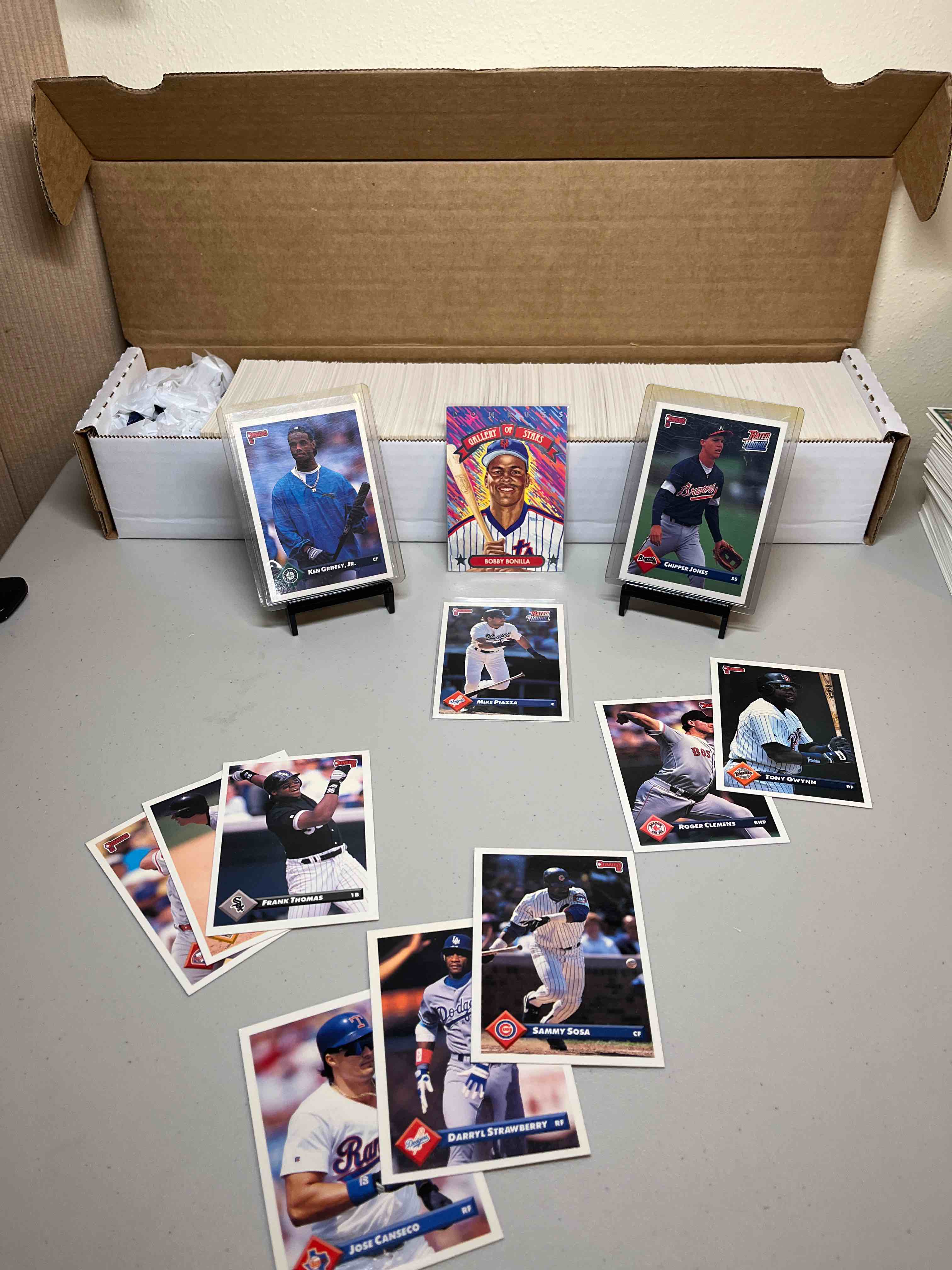 800+ct. box 1993 Donruss Baseball Cards- Chipper Jones and Mike Piazza Rookie Cards! Ken Griffey Jr.! New Classic Diamond Kings Gallery of Stars! Check these out!