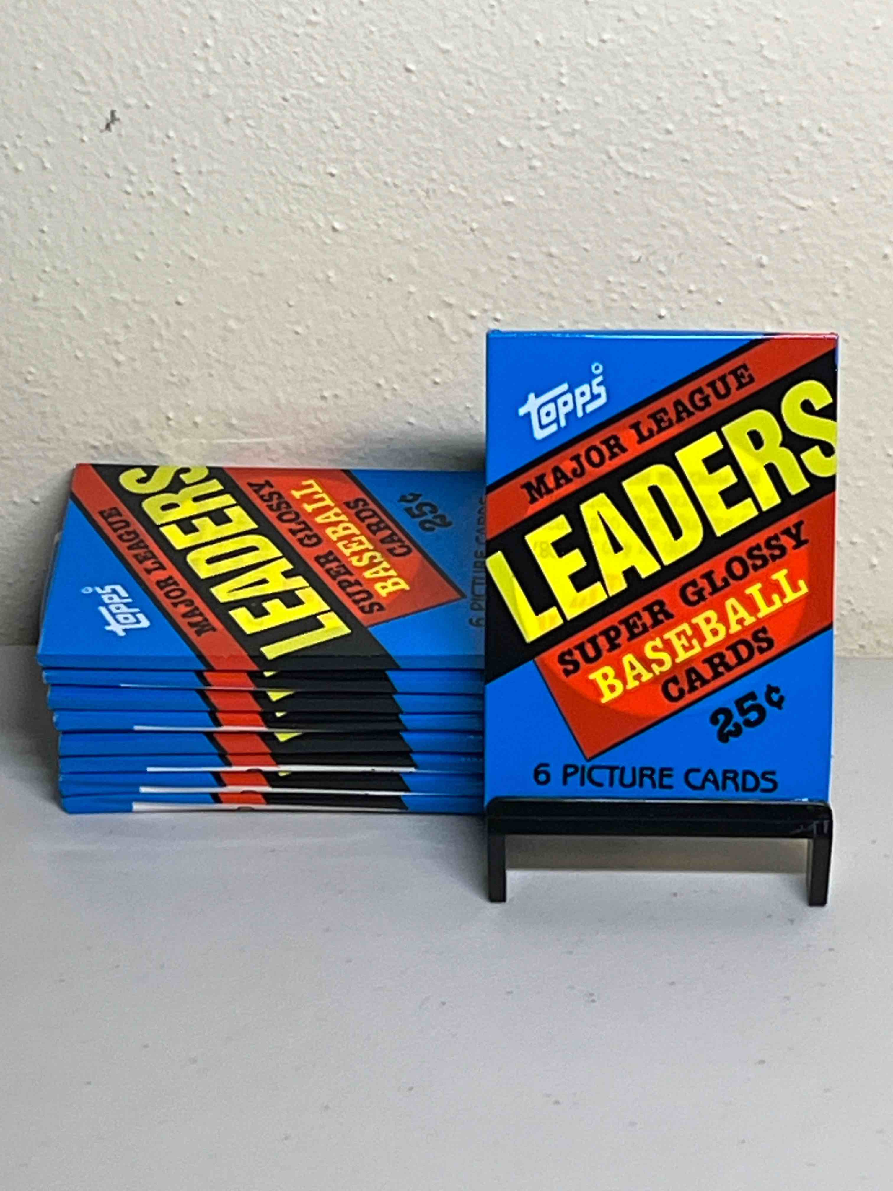 (9) Sealed 1986 Major League Leaders Super Glossy Baseball Cards- Rare 40 year old Sealed Packs in Mint Condition!! Look for your favorite stars and HOFs from the 1980’s and earlier!