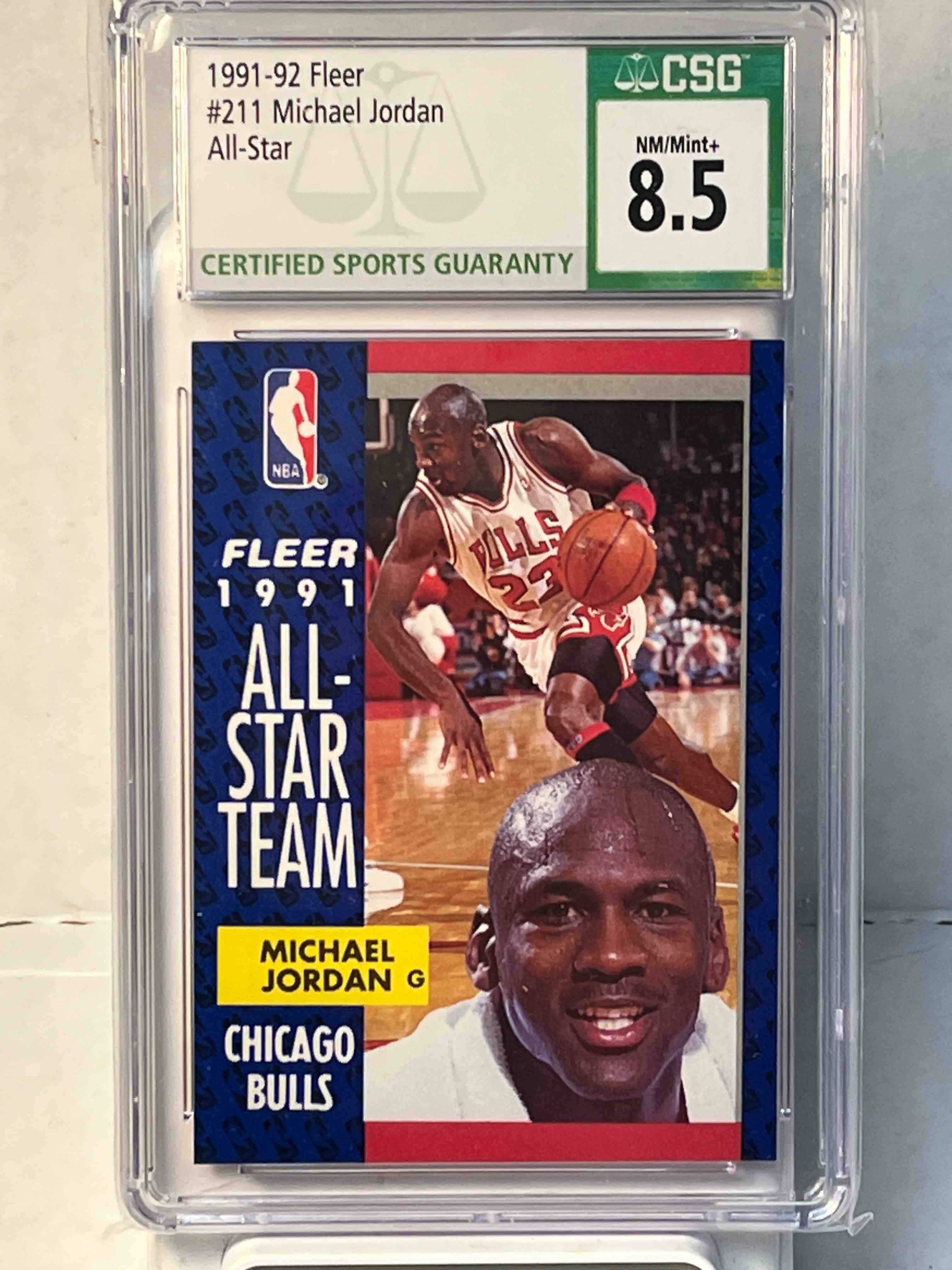 1991-92 Fleer Michael Jordan All-Star #211- Graded CSG 8.5- NBA Chicago Bulls. Awesome early Jordan card! Get it for a steal of a deal!!