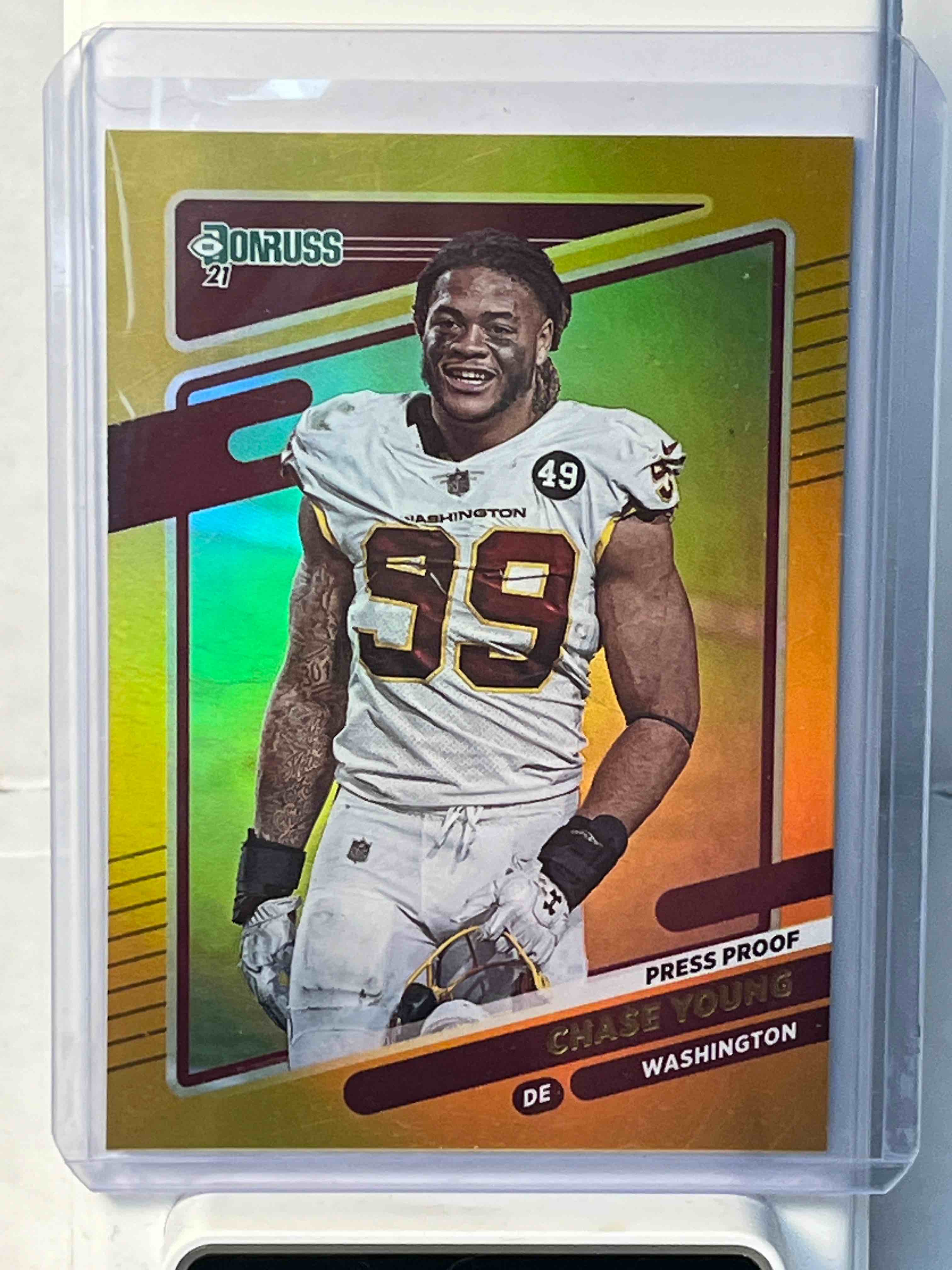 2021 Panini Donruss Football Chase Young Gold Press Proof #9- NFL Washington Commanders. Ohio State Buckeyes! Perfect Condition