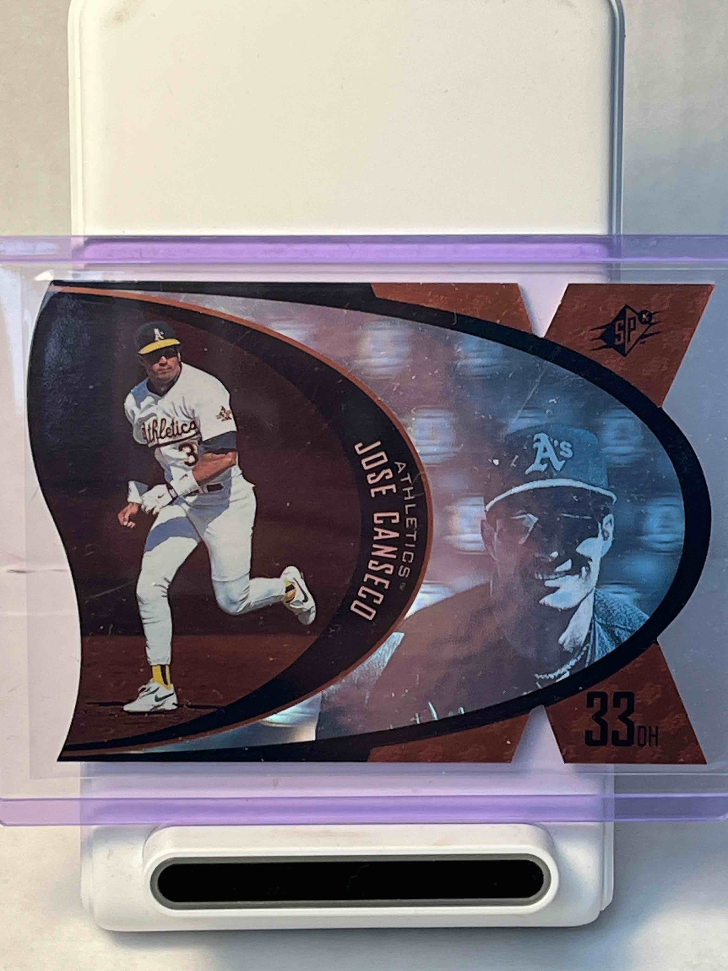 1997 Upper Deck SP Jose Canseco SPX Bronze Die-cut- MLB Oakland Athletics- Toploaded. Awesome die-cut insert from the 90’s!!
