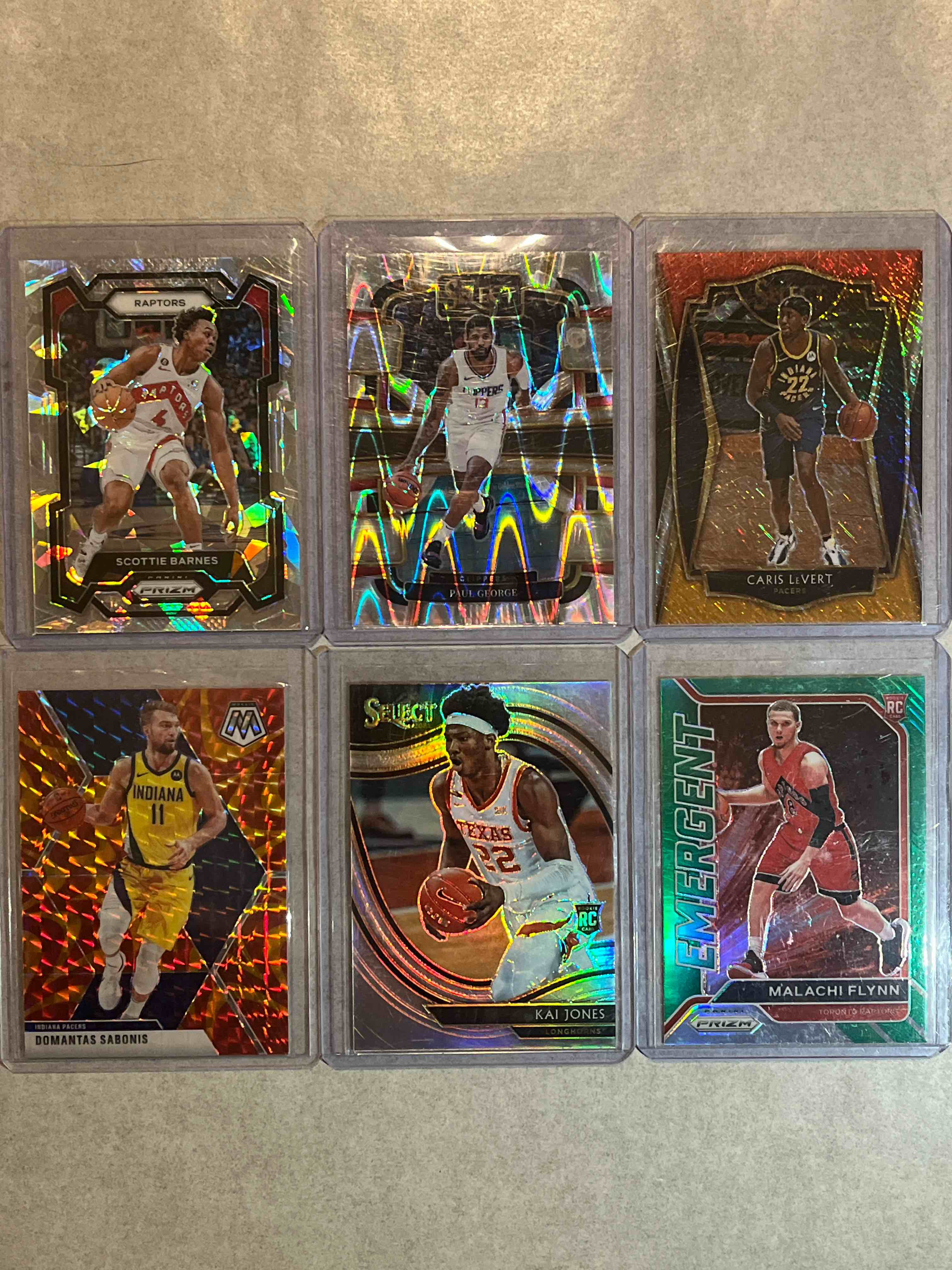 (6) Card lot Modern Basketball Card Star & Rookie Parallels- Panini Mosaic, Prizm & Select- Lots of Color Here! Paul George, Scottie Barnes, Caris LaVert & More!!!
