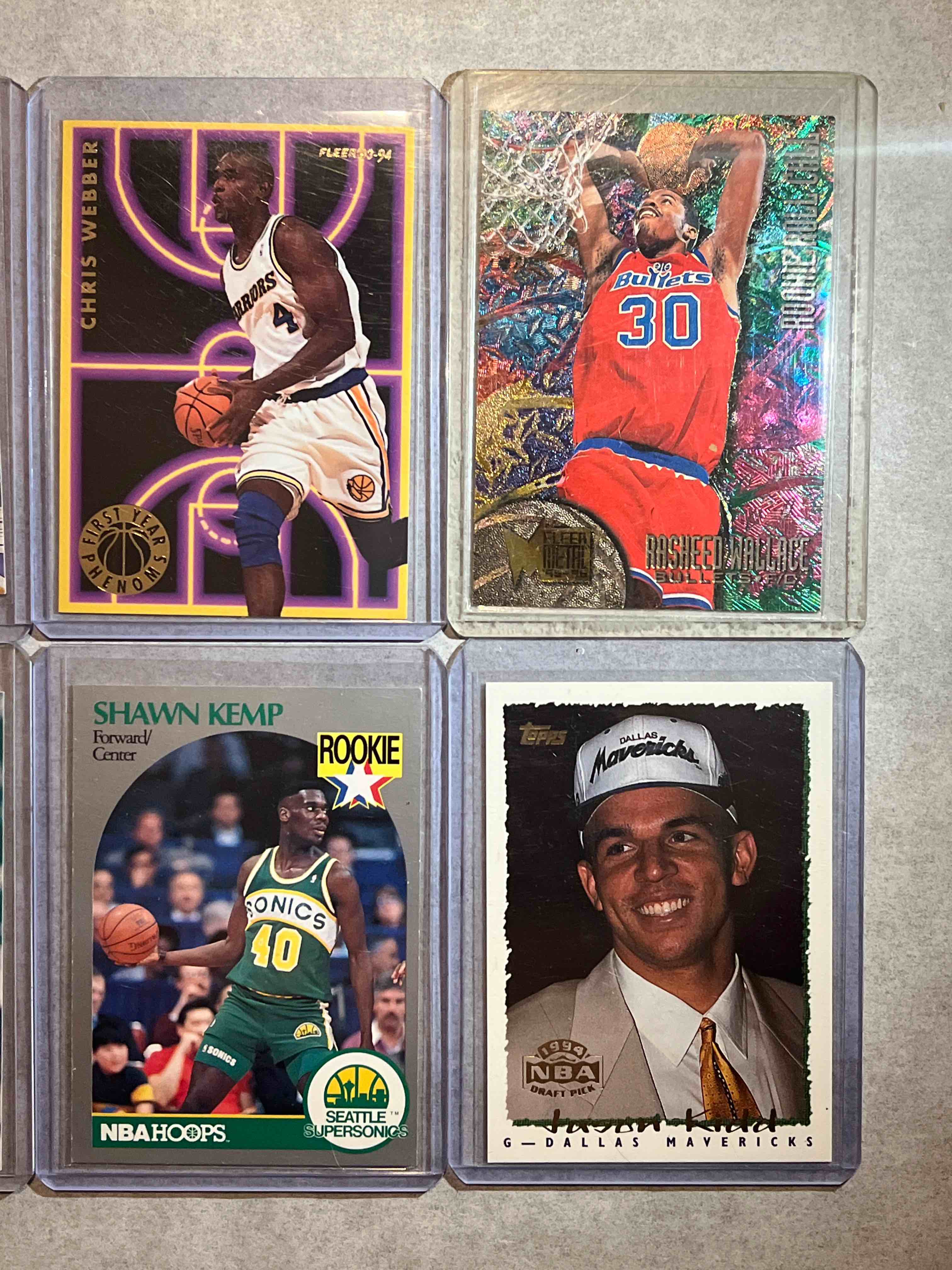 (6) Card lot 90’s Basketball Cards- All Rookies & Inserts- Fleer Metal, Topps & Upper Deck!! Anfernee Hardaway Top Prospect, Chris Webber All Rookie Team, Rasheed Wallace Rookie Roll Call & more!!
