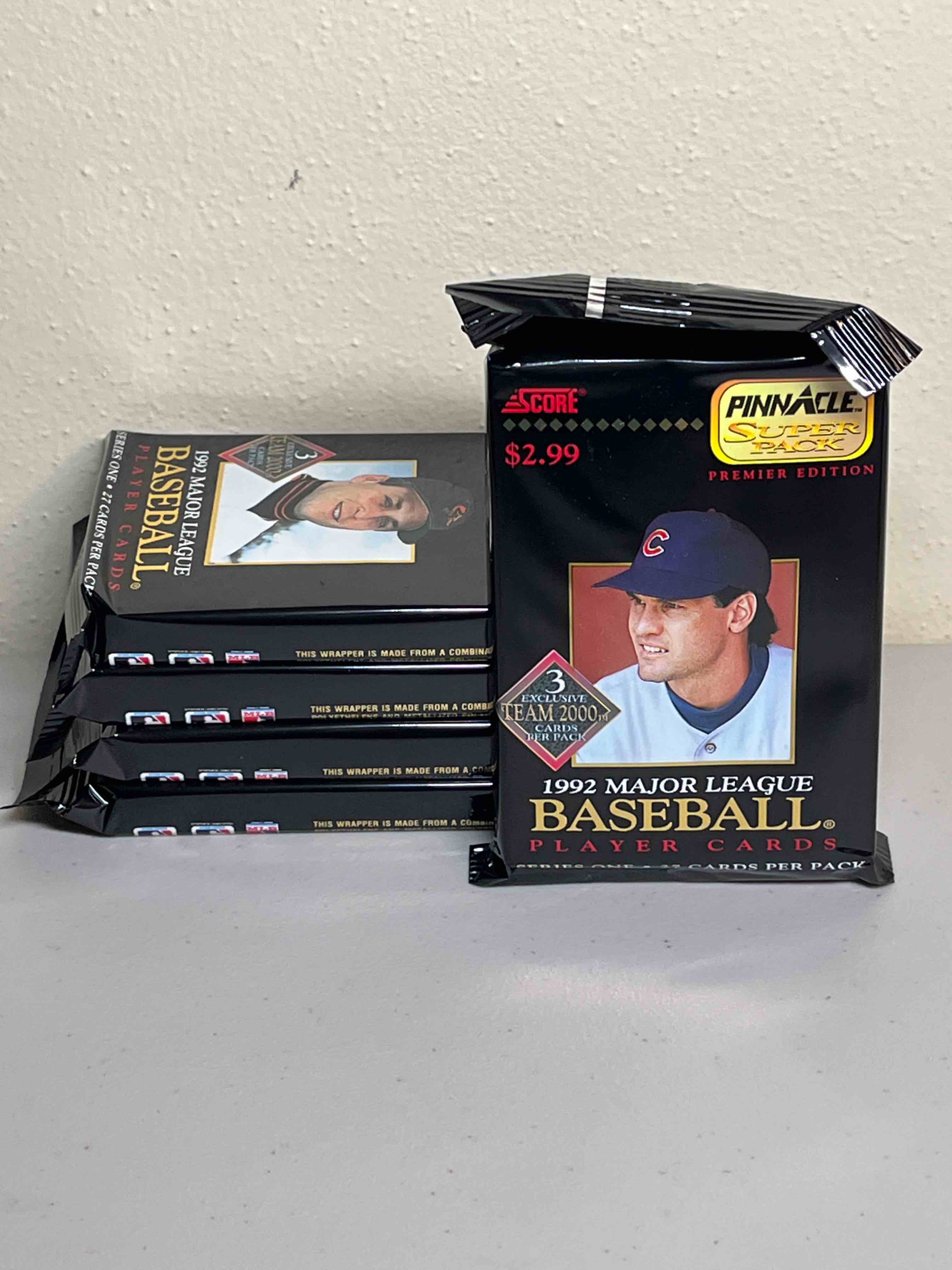 (5) Sealed 1992 Pinnacle Super Pack Baseball Cards- Sealed Cards! Look for Team 2000 and Rookie Inserts!